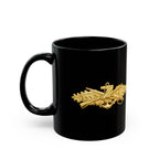 Black Mug (11oz, 15oz) - Navy - Badge - Seabee combat warfare specialist wo txt - Officer - 3D - Enhanced