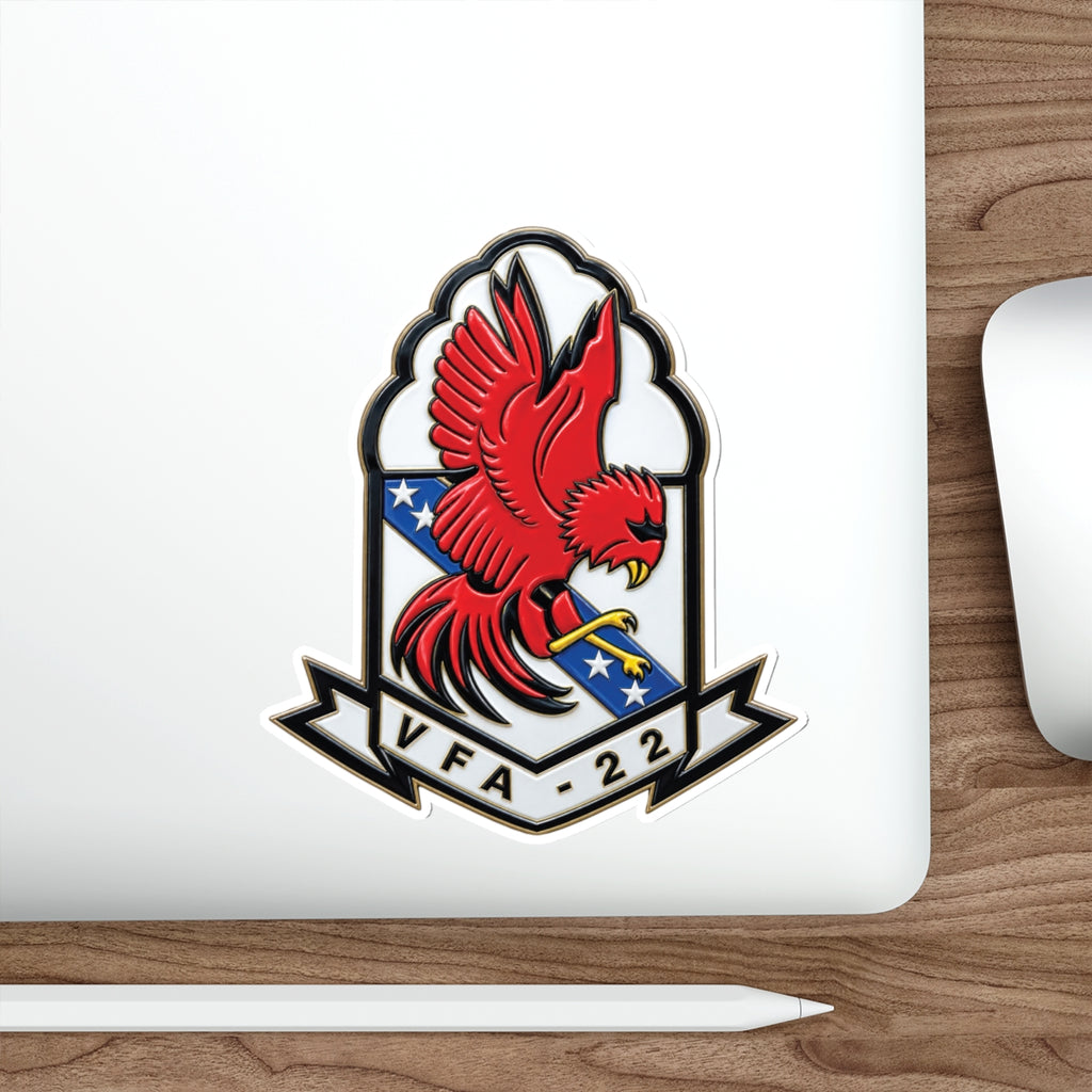 Die-Cut Vinyl Sticker - Strike Fighter Squadron 22nd - SSI without Txt - Fighting Redcocks - 3D - Enhanced