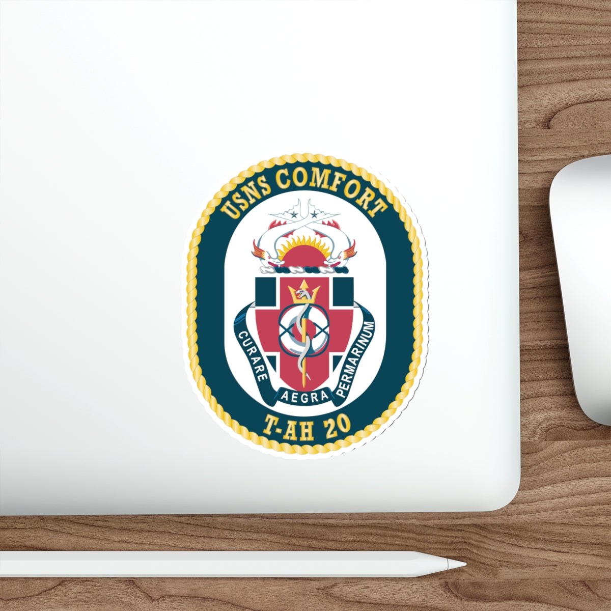 Die-Cut Vinyl Sticker - Navy - USNS Comfort (T-AH 20) wo txt