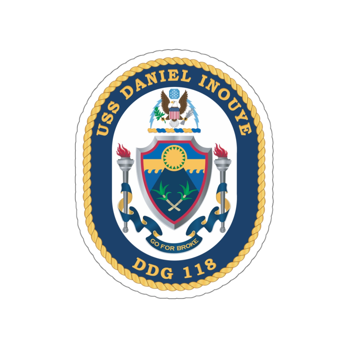 Die-Cut Vinyl Sticker - Navy - USS Daniel Inouye (DDG-118) wo txt