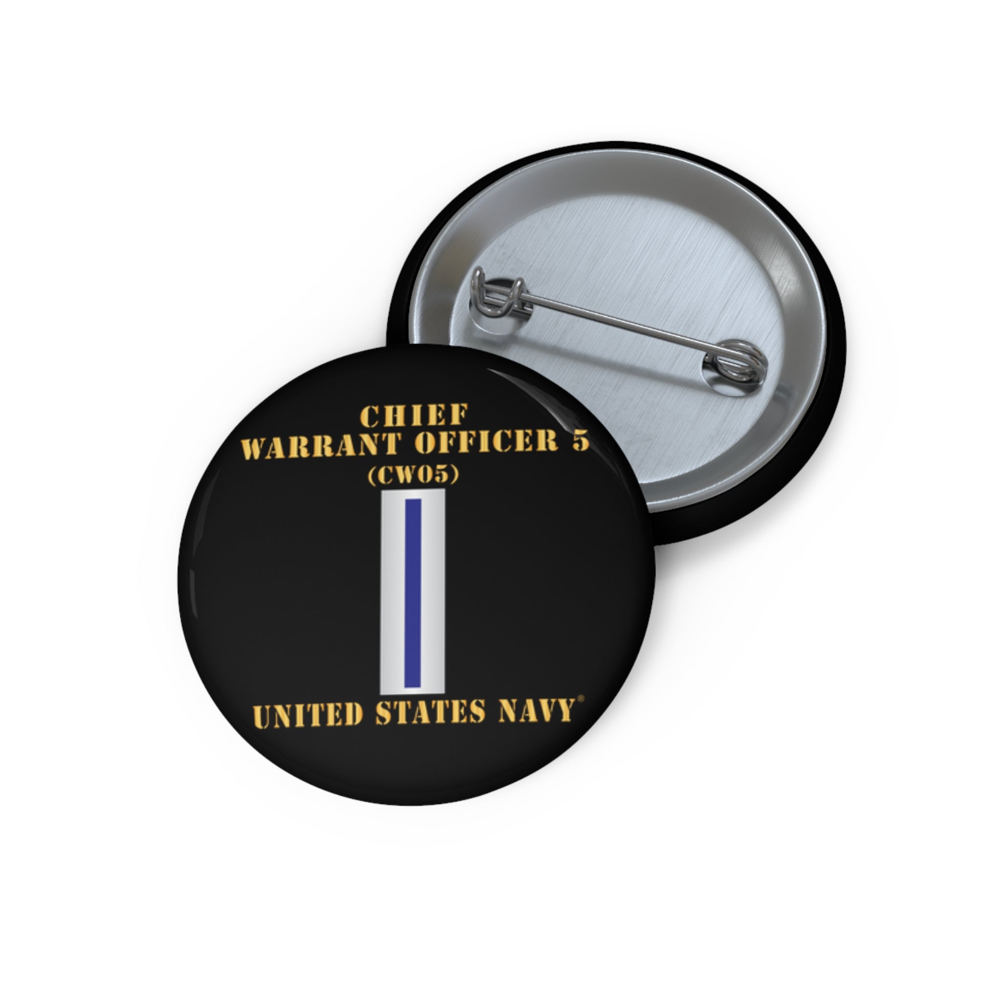 Custom Pin Button - Navy - Chief Warrant Officer 5 - CW05