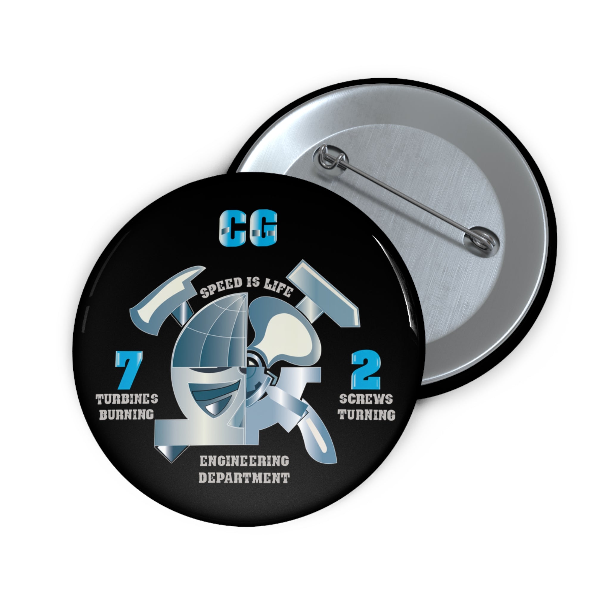 Custom Pin Button - Navy - CG 72 - Engineering Department