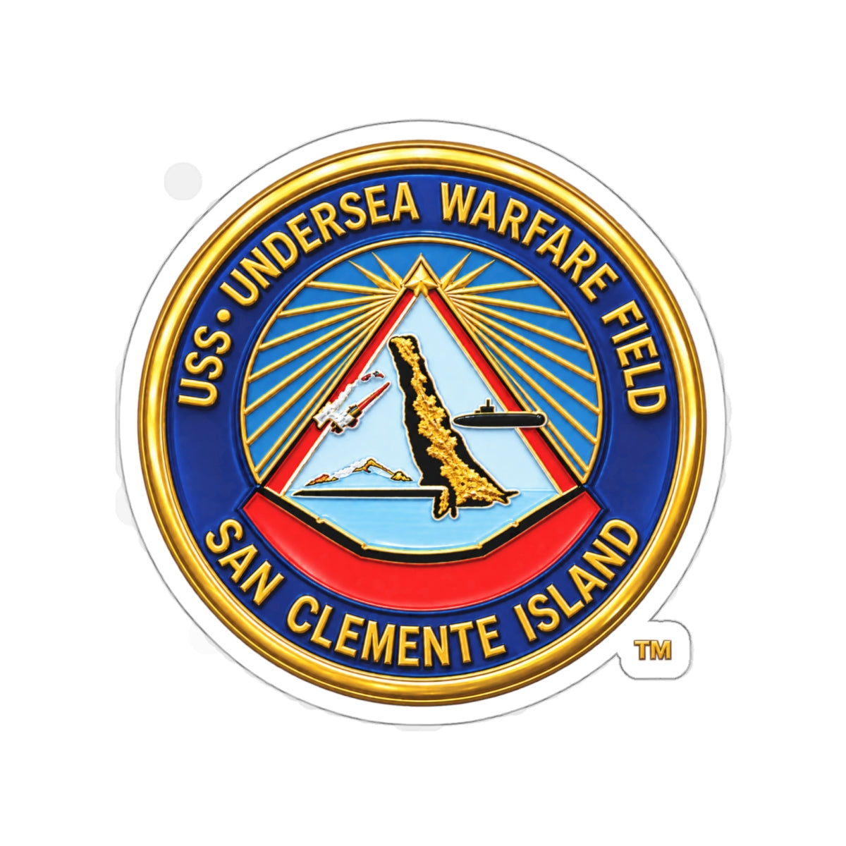 Die-Cut Vinyl Sticker - Navy - USS Undersea Warfare Field - San Clemente Island - Crest - 3D - Enhanced