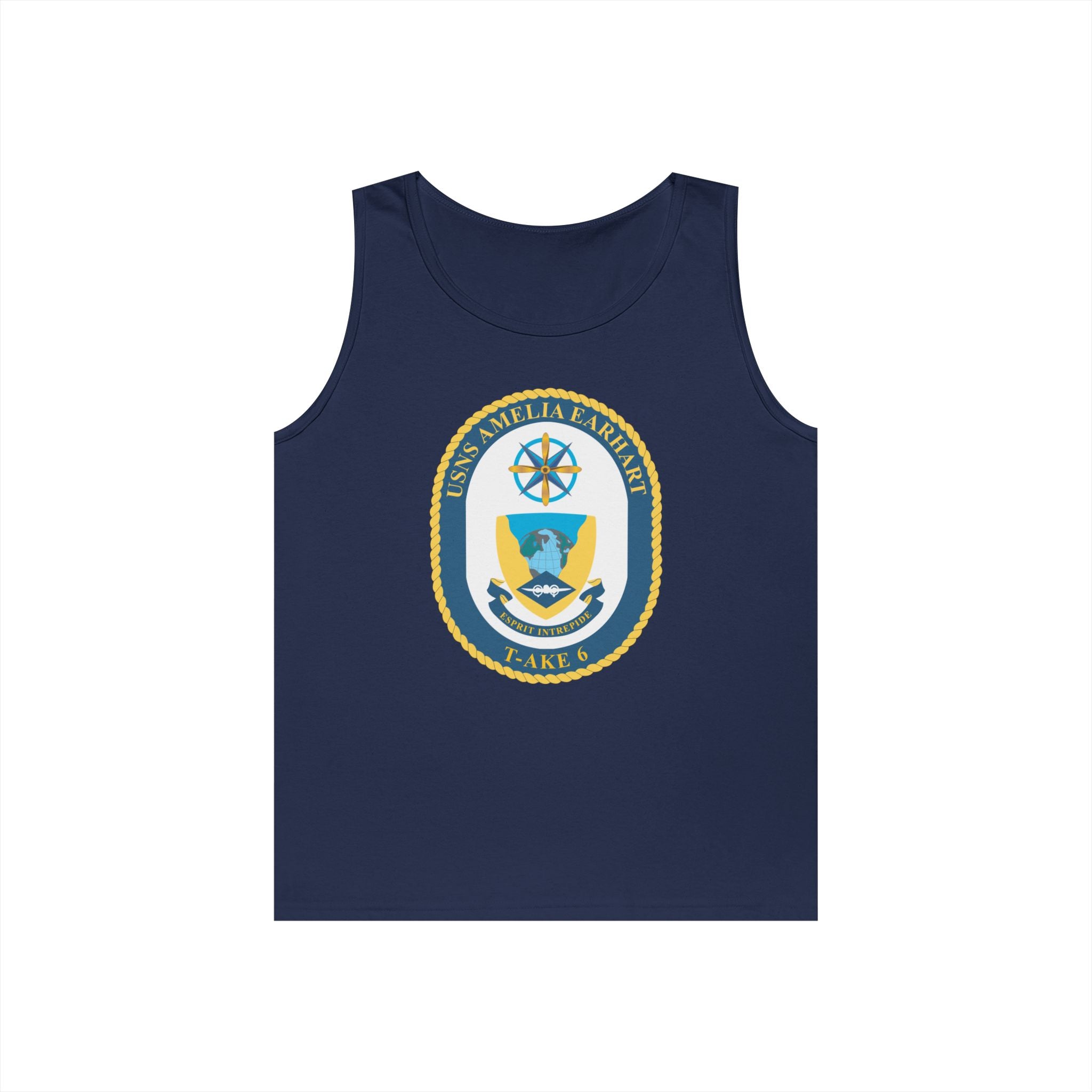 Unisex Heavy Cotton Tank Top - Navy - USNS Amelia Earhart (T-AKE 6) wo txt