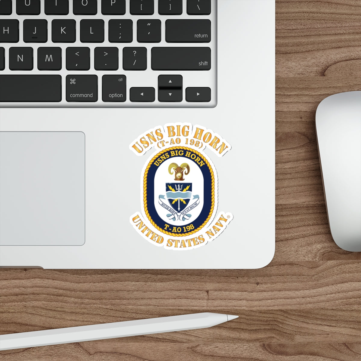 Die-Cut Vinyl Sticker - Navy - USNS Big Horn (T-AO 198)