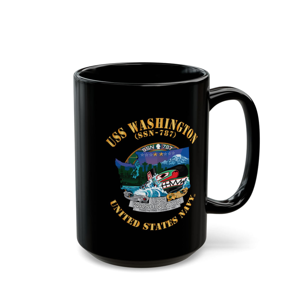 Black Mug (11oz, 15oz) - Navy - USS Washington (SSN-787) X 300