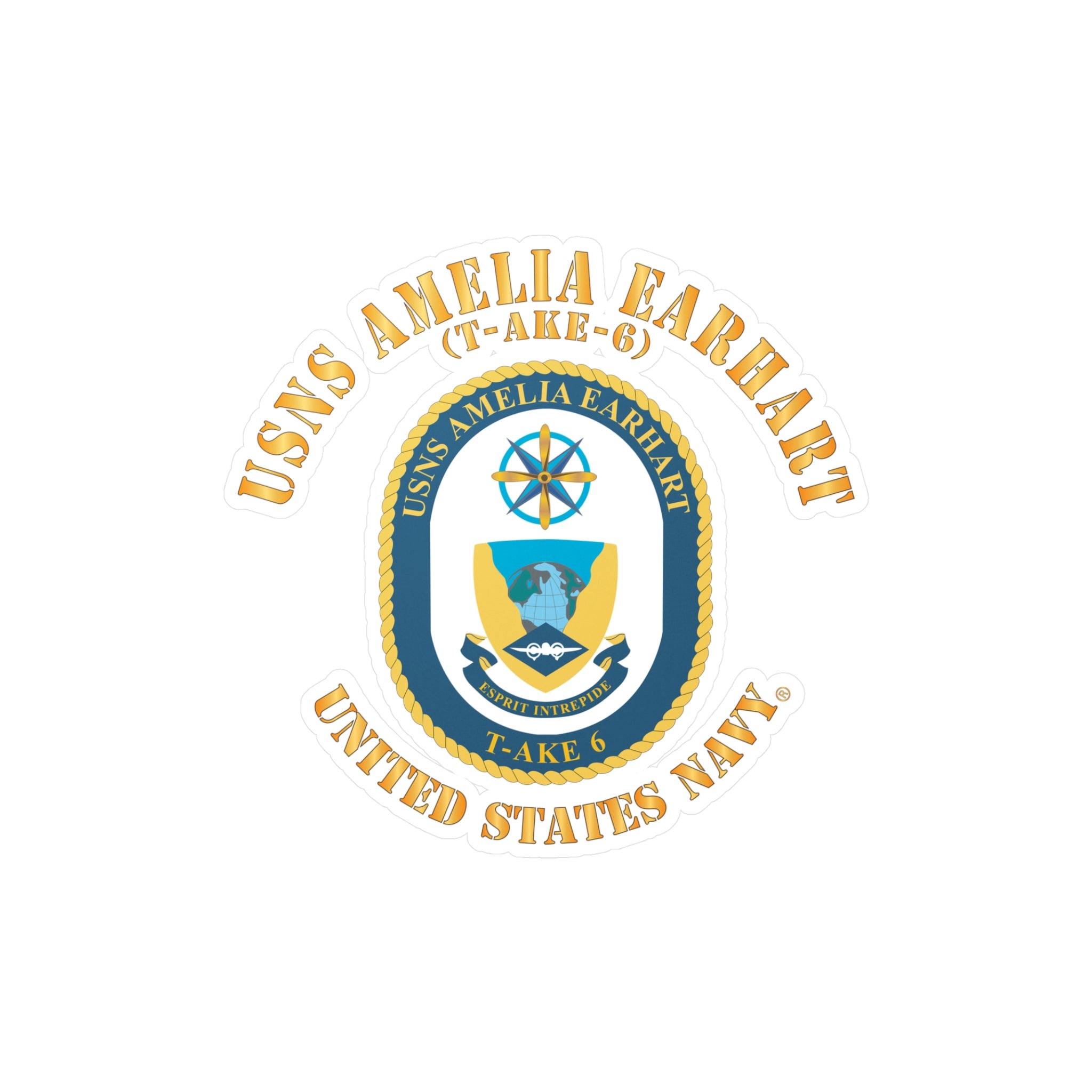 Kiss-Cut Vinyl Decal - Navy - USNS Amelia Earhart (T-AKE 6)