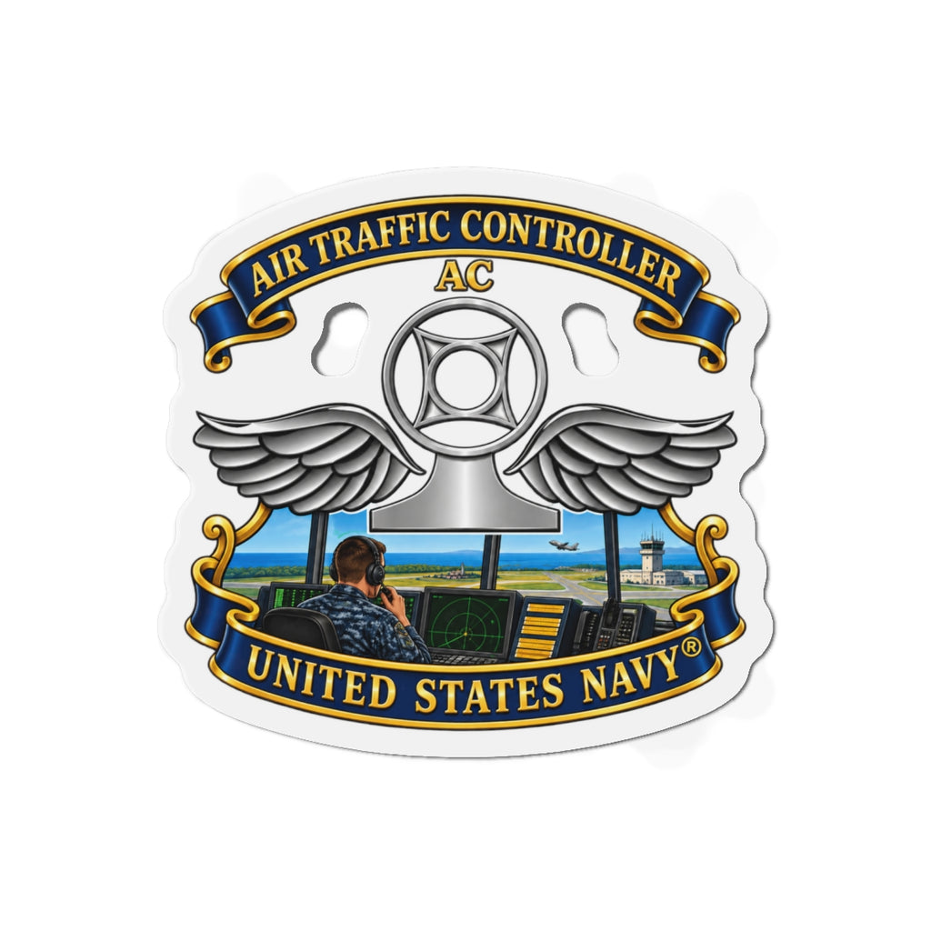 Die-Cut Magnet - Navy - Rate - Air Traffic Controller (AC) - with Scene - 3D - Enhanced