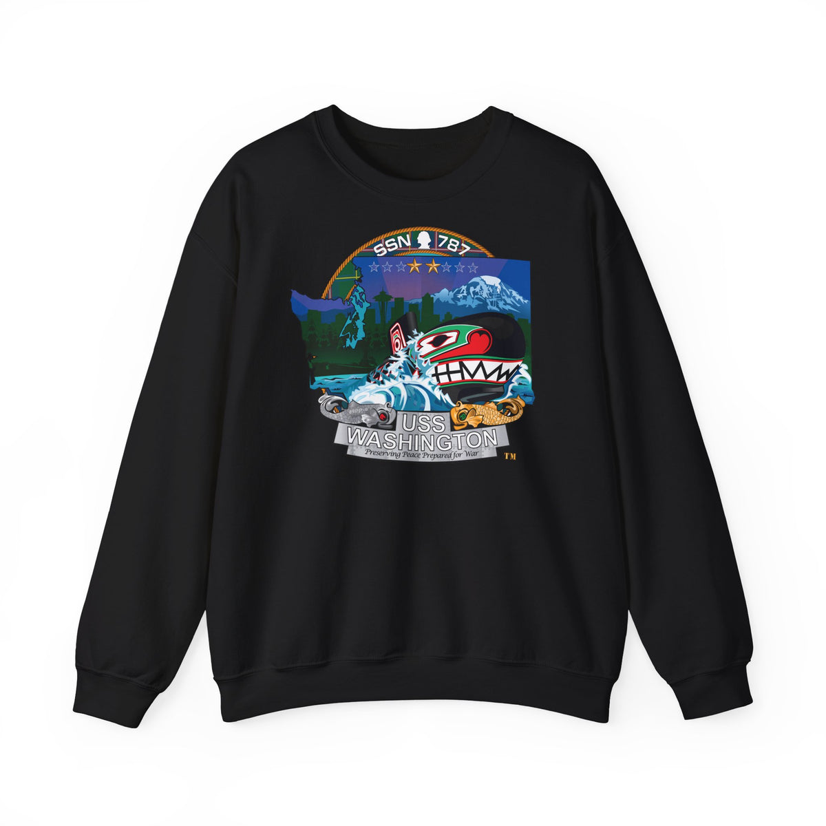 Unisex Heavy Blend™ Crewneck Sweatshirt -  Navy - USS Washington (SSN-787) wo txt X 300