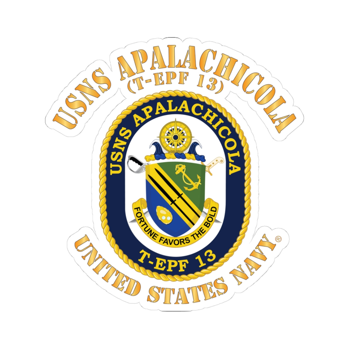 Kiss-Cut Stickers - Navy - USNS Apalachicola (T-EPF 13)