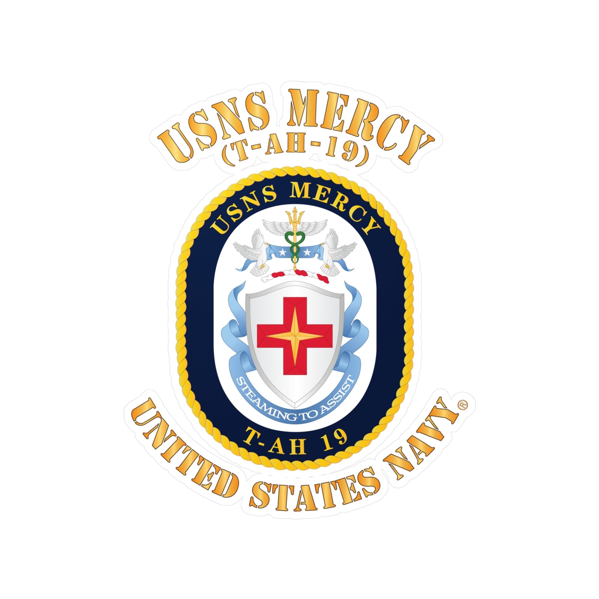 Kiss-Cut Vinyl Decal - Navy - USNS Mercy (T-AH-19)