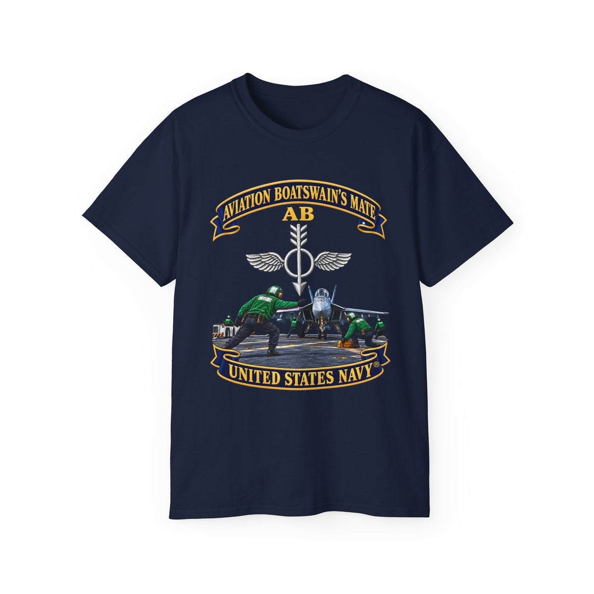 Unisex Ultra Cotton T-Shirt - Navy - Aviation Boatswains Mate Br with AC handler Scene - 3D - Enhanced