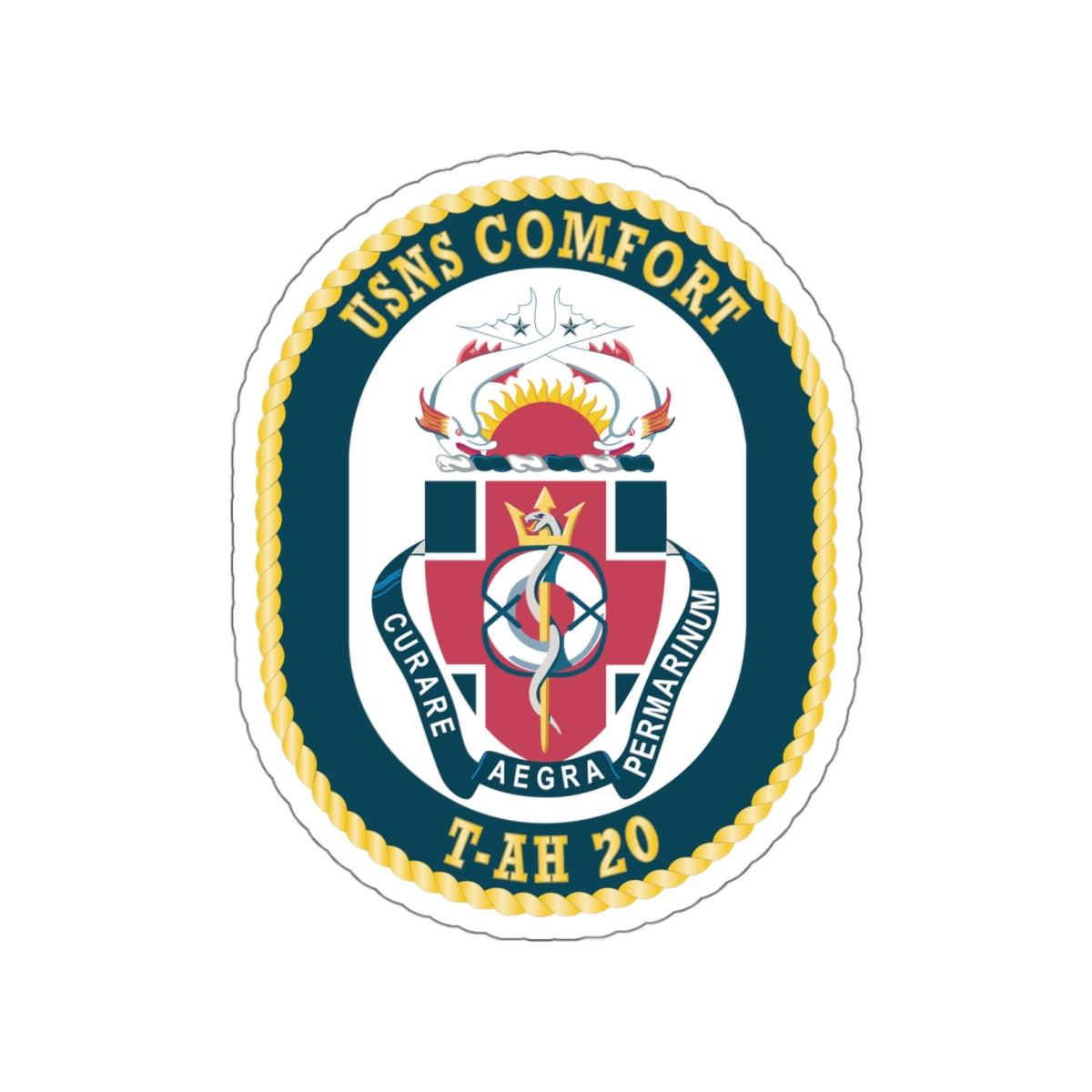Die-Cut Vinyl Sticker - Navy - USNS Comfort (T-AH 20) wo txt