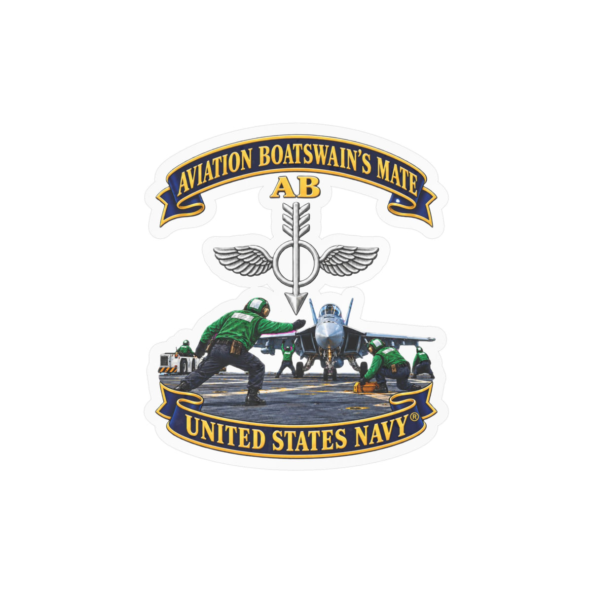 Kiss-Cut Vinyl Decal - Navy - Aviation Boatswains Mate Br with AC handler Scene - 3D - Enhanced