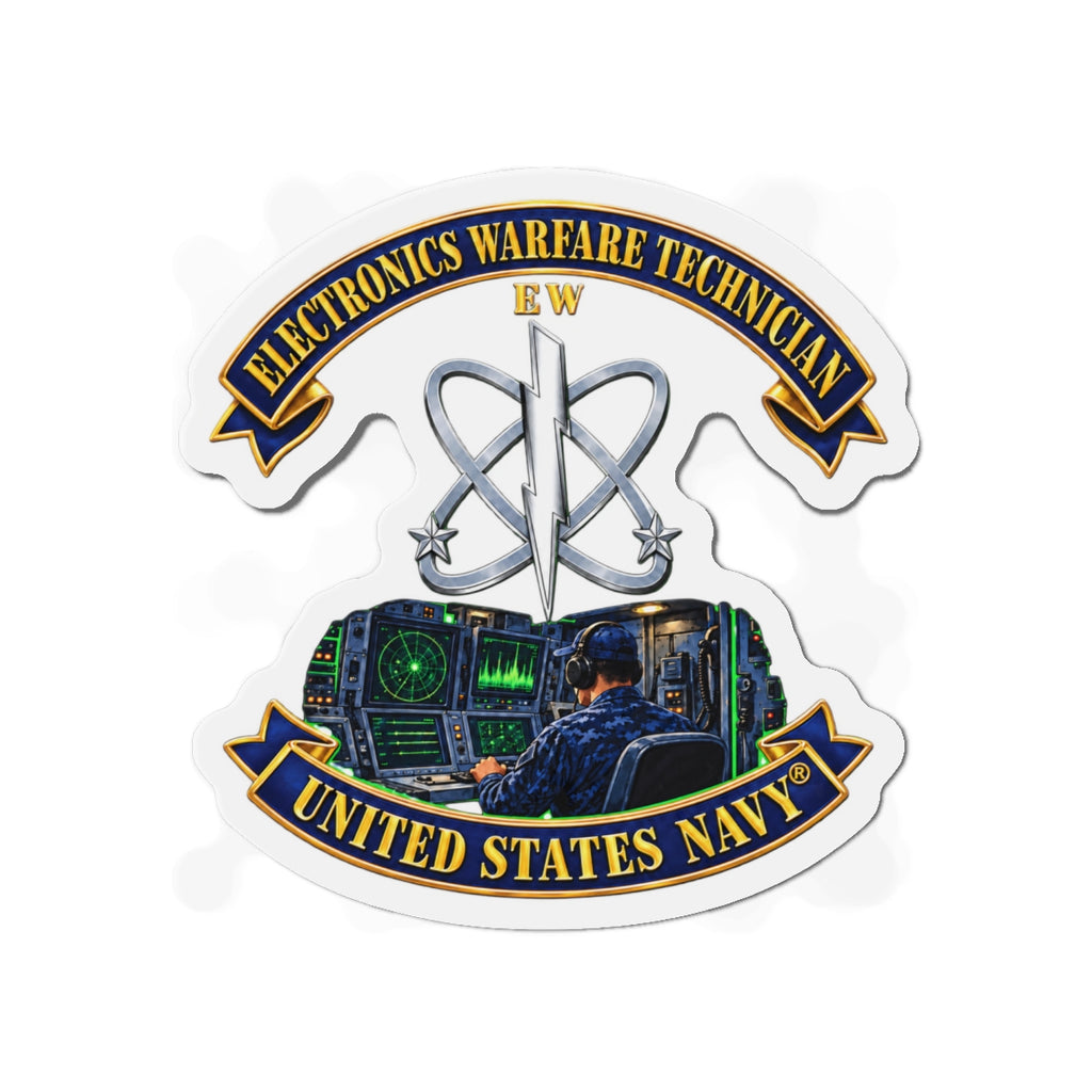 Die-Cut Magnet - Navy - Rate - Electronics Warfare Technician with Scene - 3D - Enhanced