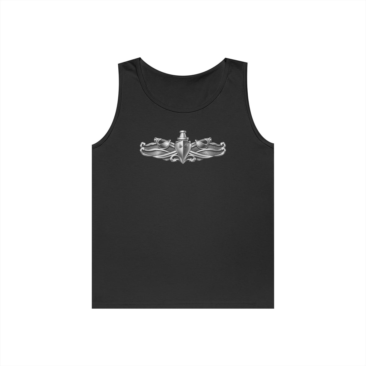 Unisex Heavy Cotton Tank Top - Navy - Badge - Enlisted Surface Warfare Specialist (ESWS) wo txt - 3D - Enhanced