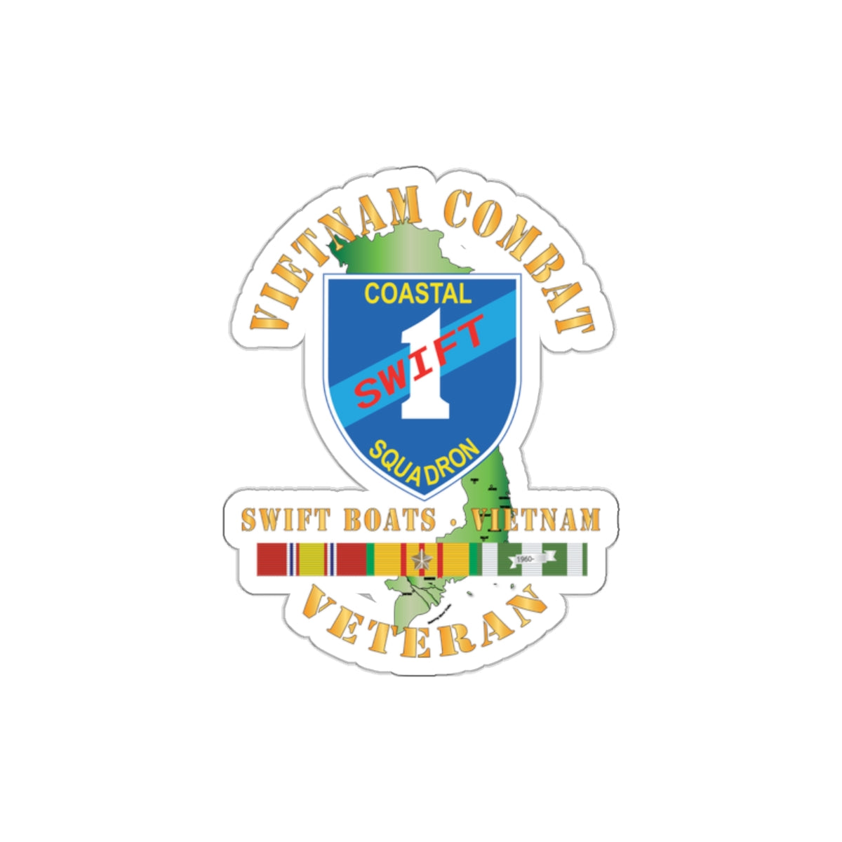 Die-Cut Vinyl Sticker - Coastal Squadron One (Blue) - SSI -Swift Boats - Vietnam w VN SVC X 300