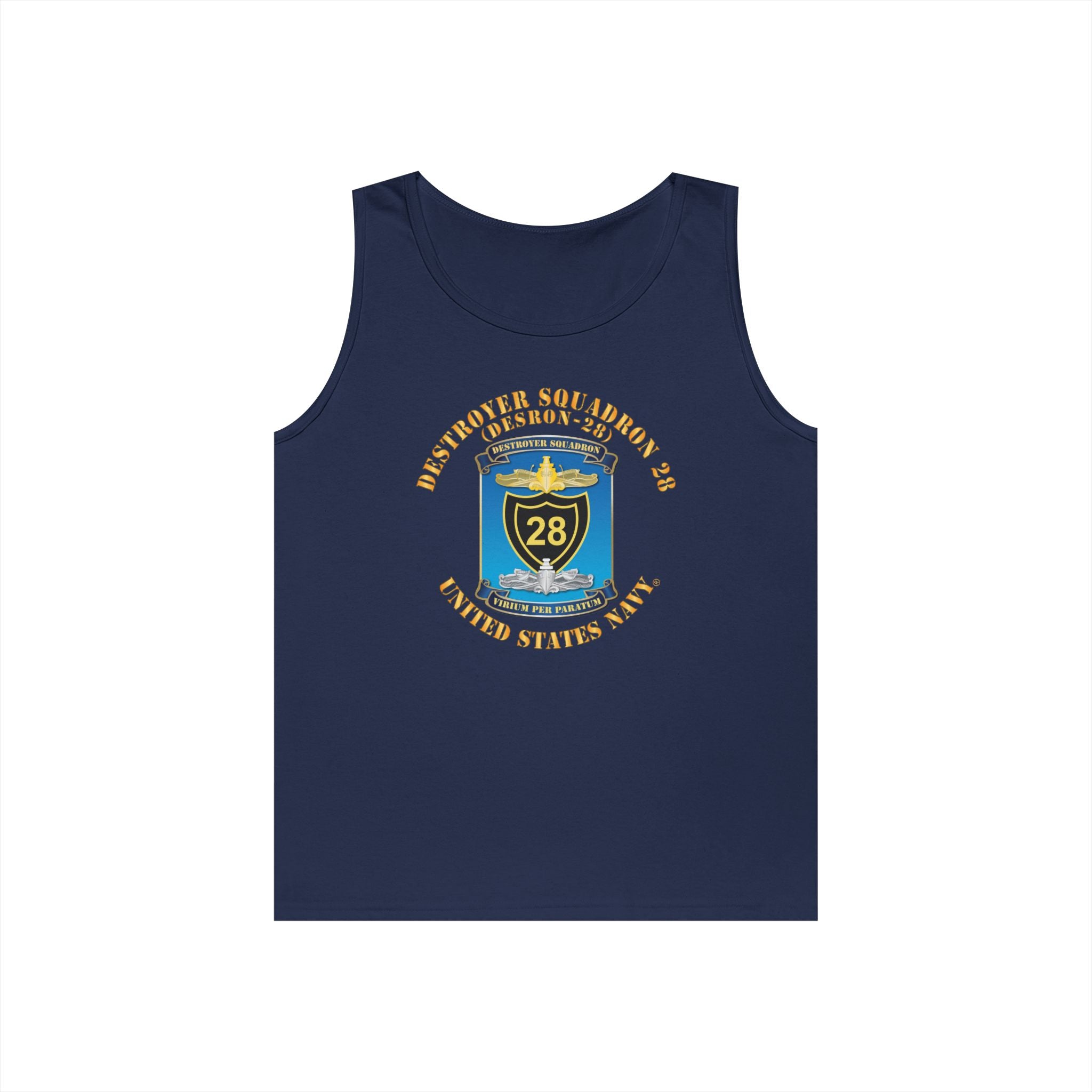 Unisex Heavy Cotton Tank Top - Navy - Destroyer Squadron 28 (DESRON-28)