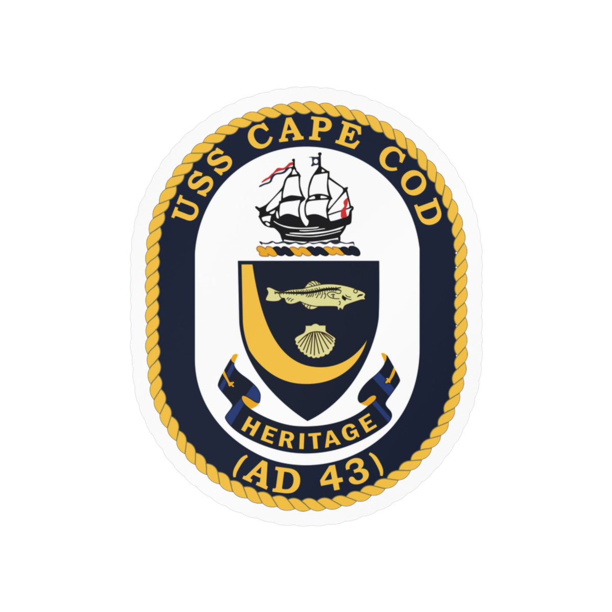Kiss-Cut Vinyl Decal - Navy - USS Cape Cod (AD 43) wo txt X 300