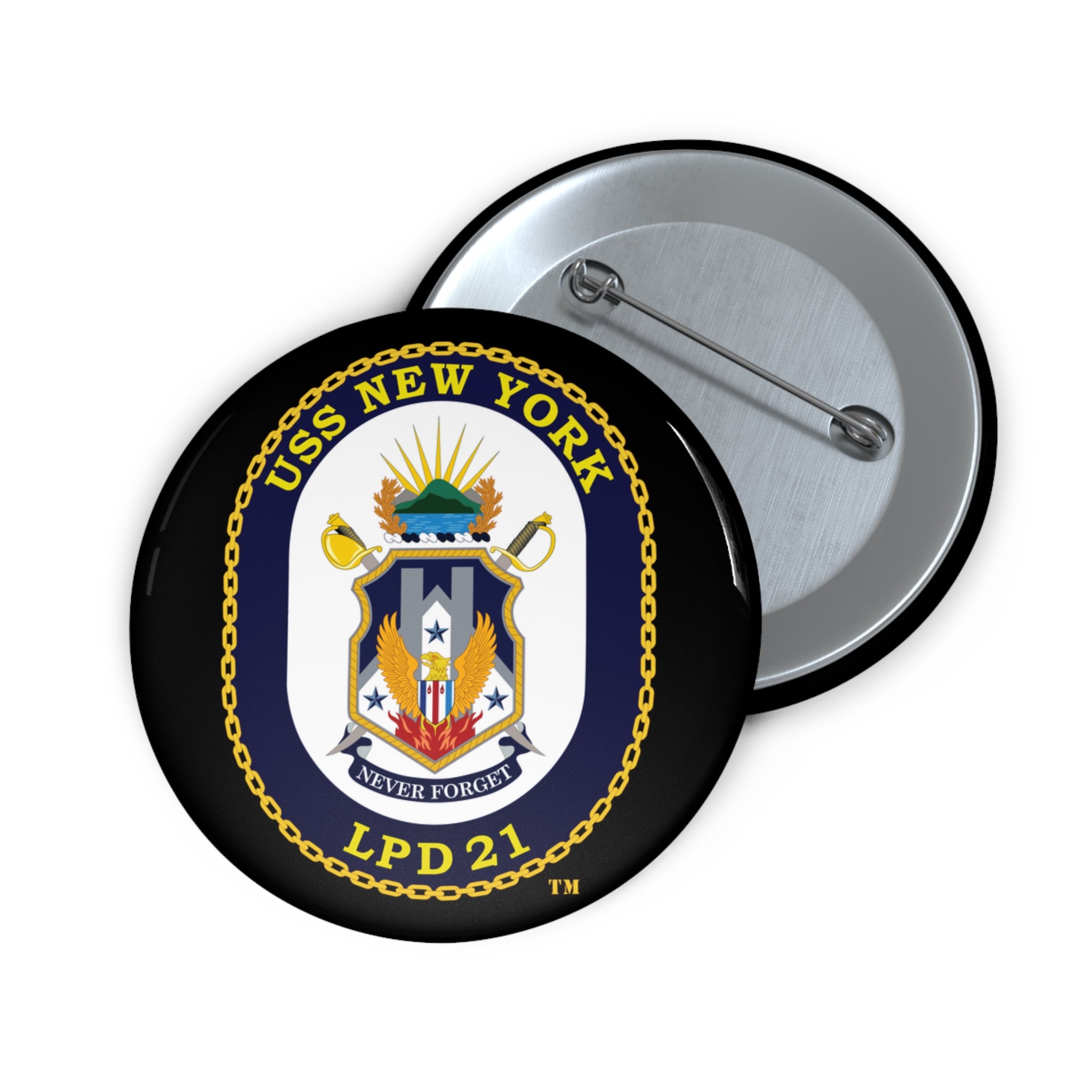 Custom Pin Button - Navy - USS New York (LPD-21) wo txt
