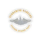 Die-Cut Vinyl Sticker - Navy - Submarine Badge - Silver