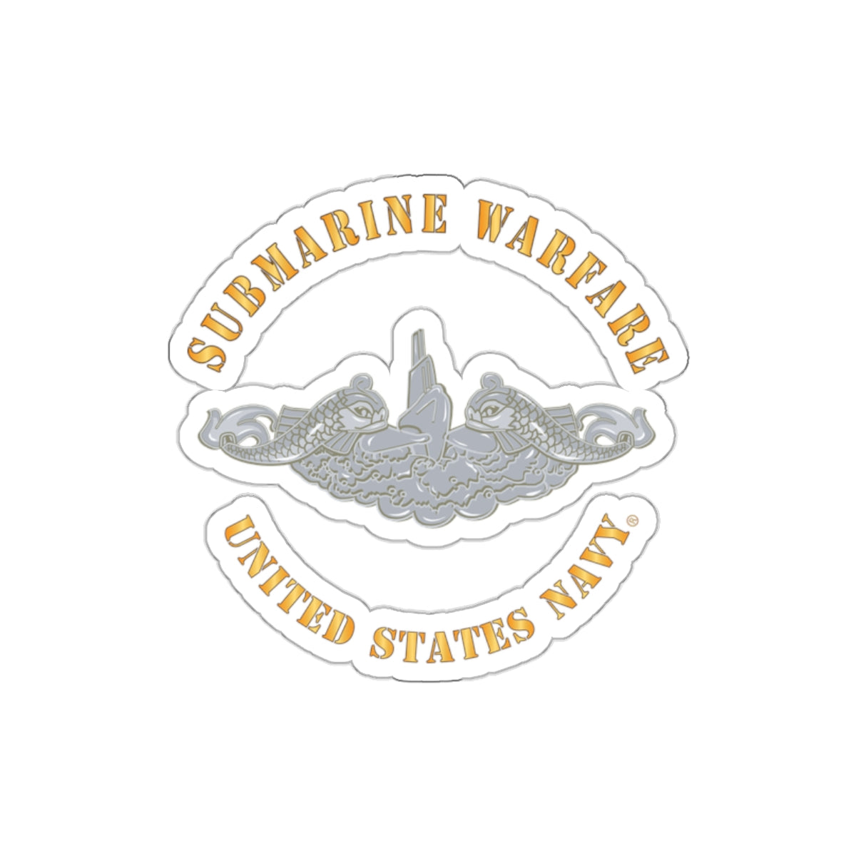 Die-Cut Vinyl Sticker - Navy - Submarine Badge - Silver