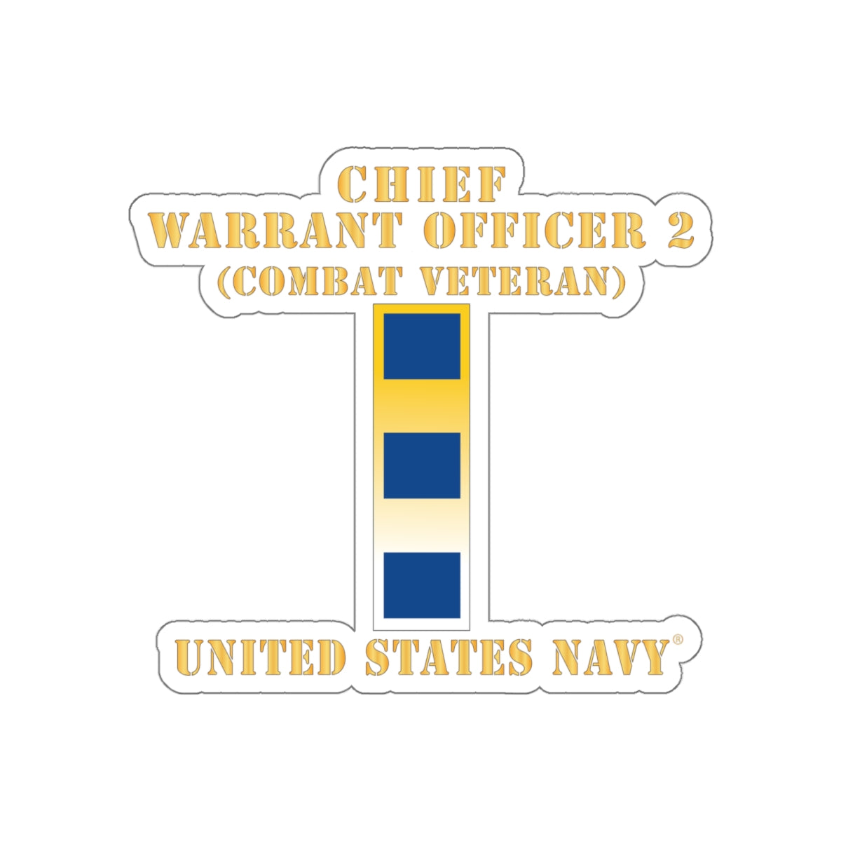 Die-Cut Vinyl Sticker - Navy - Chief Warrant Officer 2 - CW02 - Combat Veteran