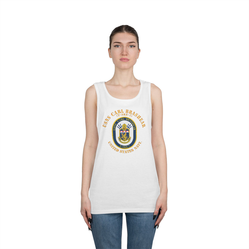 Unisex Heavy Cotton Tank Top - Navy - USNS Carl Brashear (T-AKE 7)