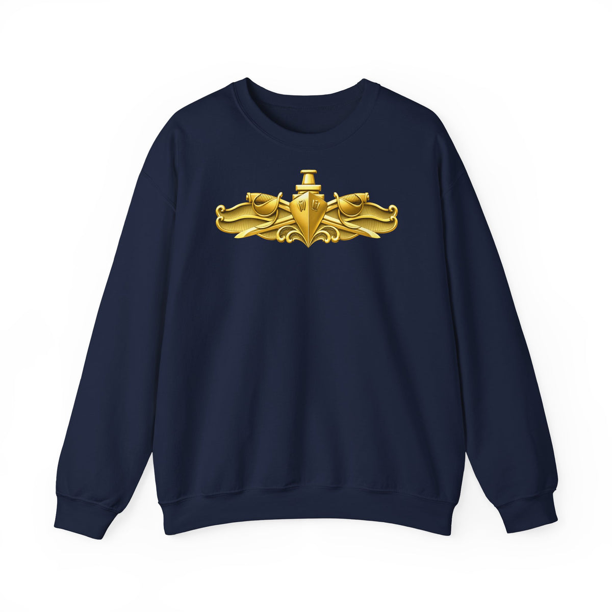 Unisex Heavy Blend™ Crewneck Sweatshirt - Navy - Badge - Surface Warfare Officer (SWO) wo txt - 3D - Enhanced