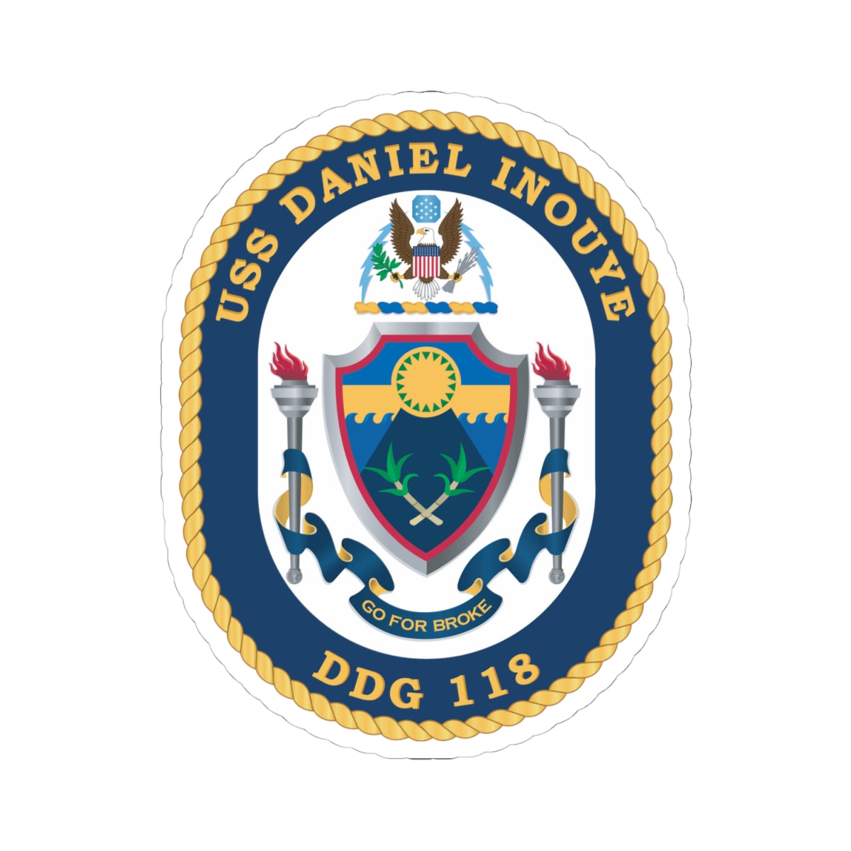 Kiss-Cut Stickers - Navy - USS Daniel Inouye (DDG-118) wo txt
