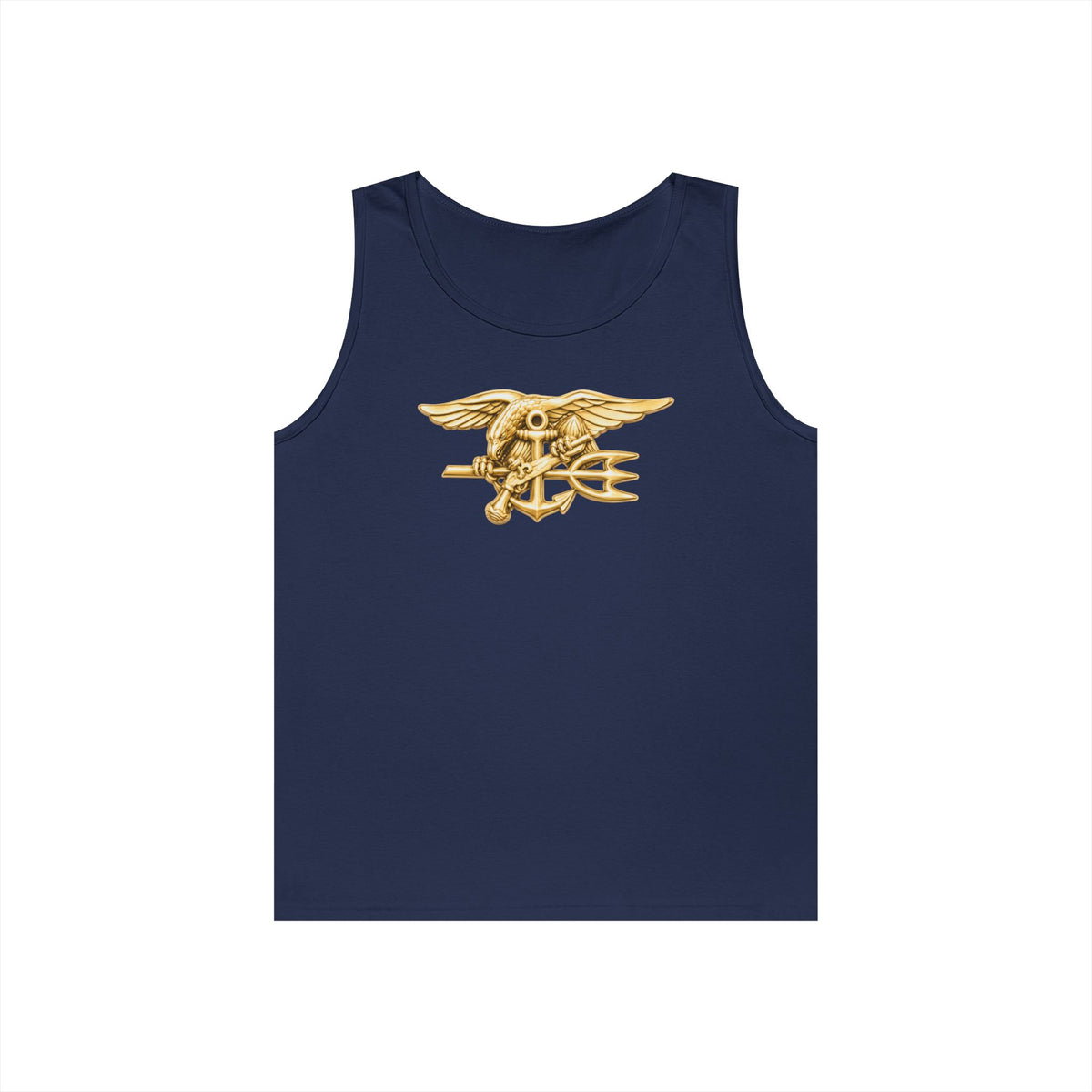Unisex Heavy Cotton Tank Top - Navy - Badge - Special Warfare insignia wo txt - 3D - Enhanced