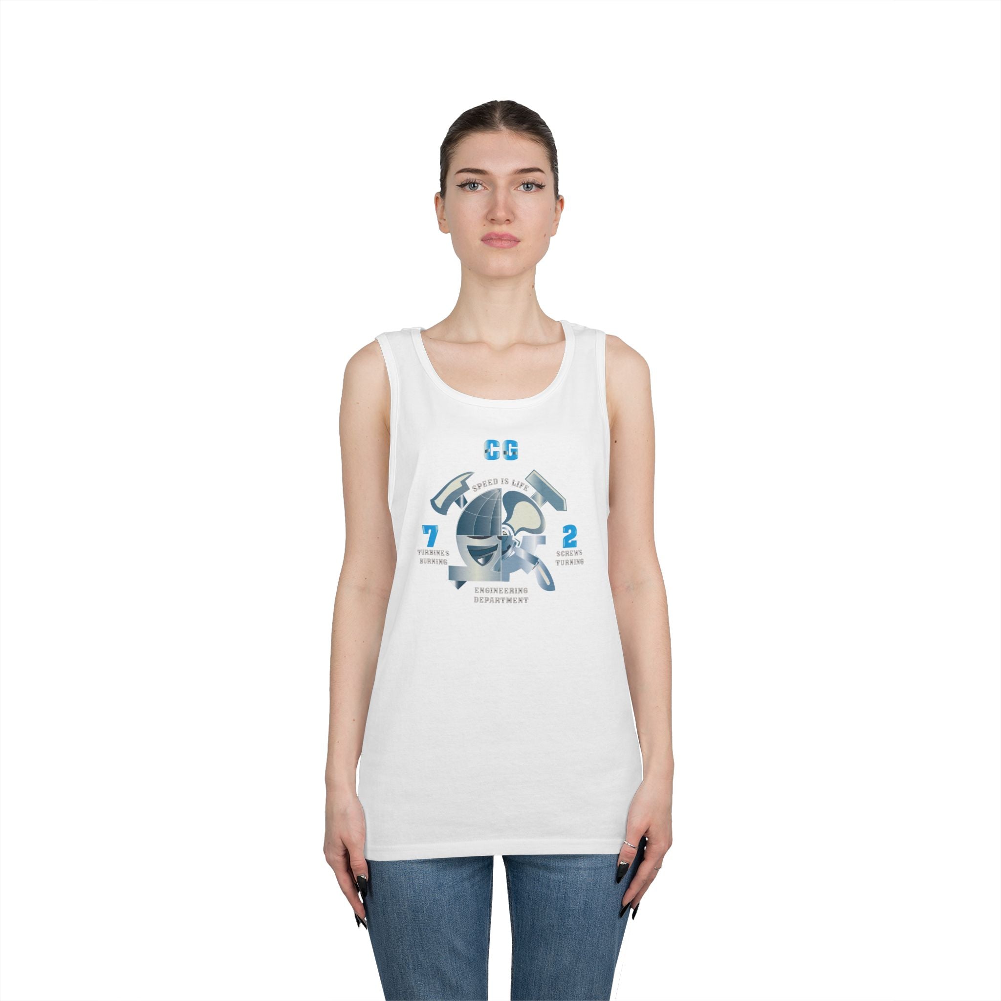 Unisex Heavy Cotton Tank Top - Navy - CG 72 - Engineering Department