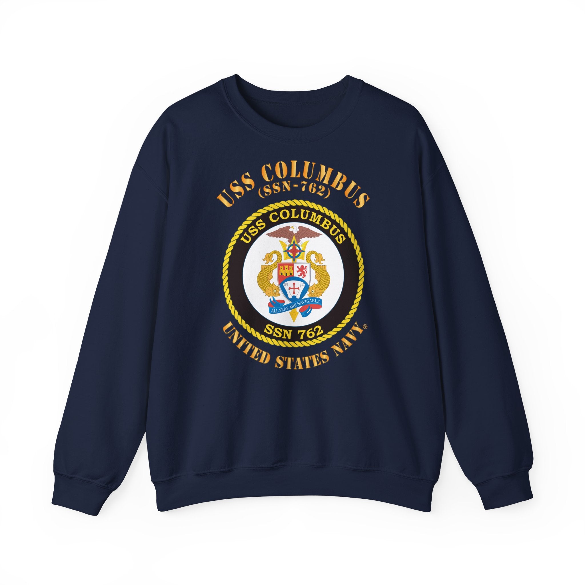 Unisex Heavy Blend™ Crewneck Sweatshirt - Navy - USS Columbus (SSN-762)