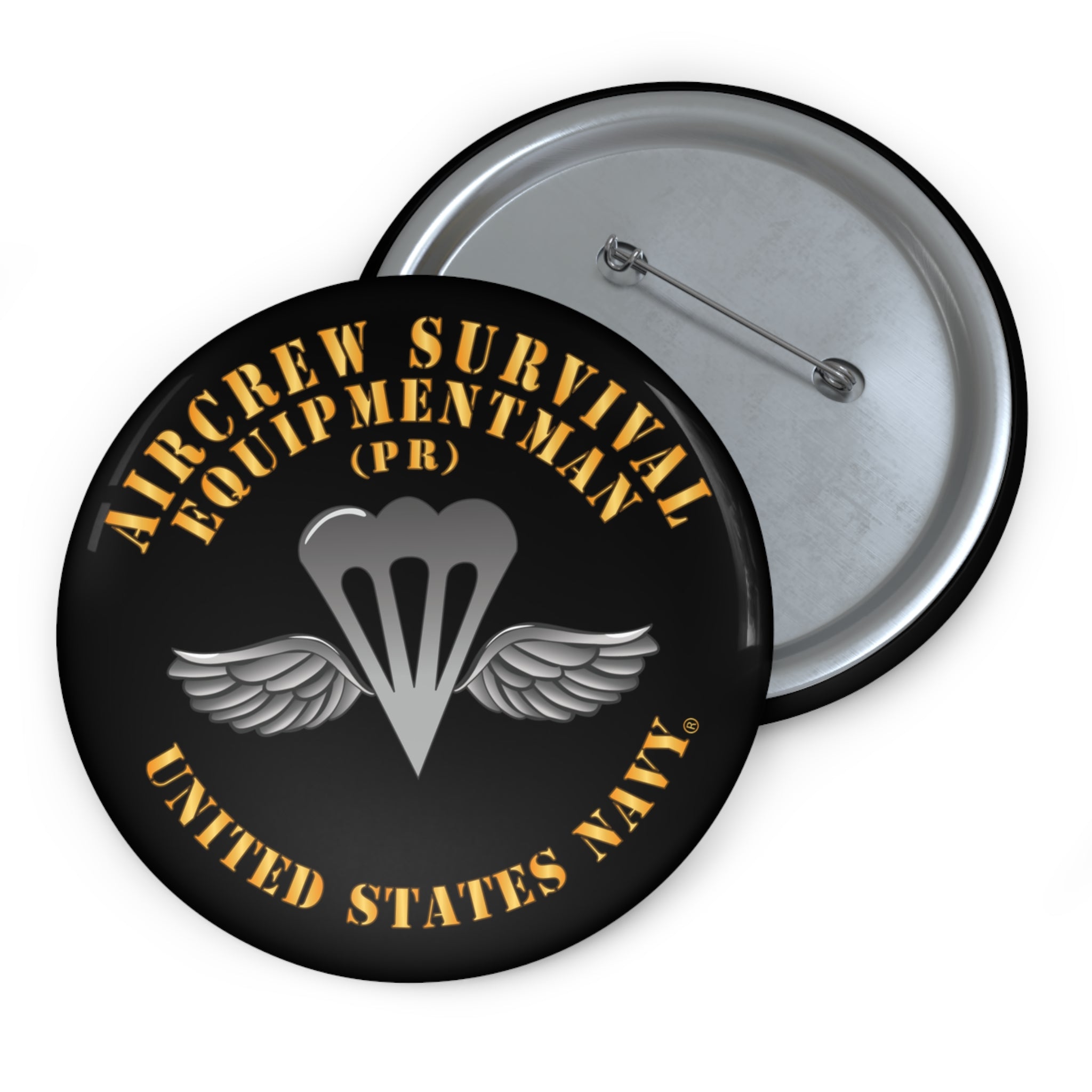 Custom Pin Button - Navy - Rate - Aircrew Survival Equipmentman (PR)