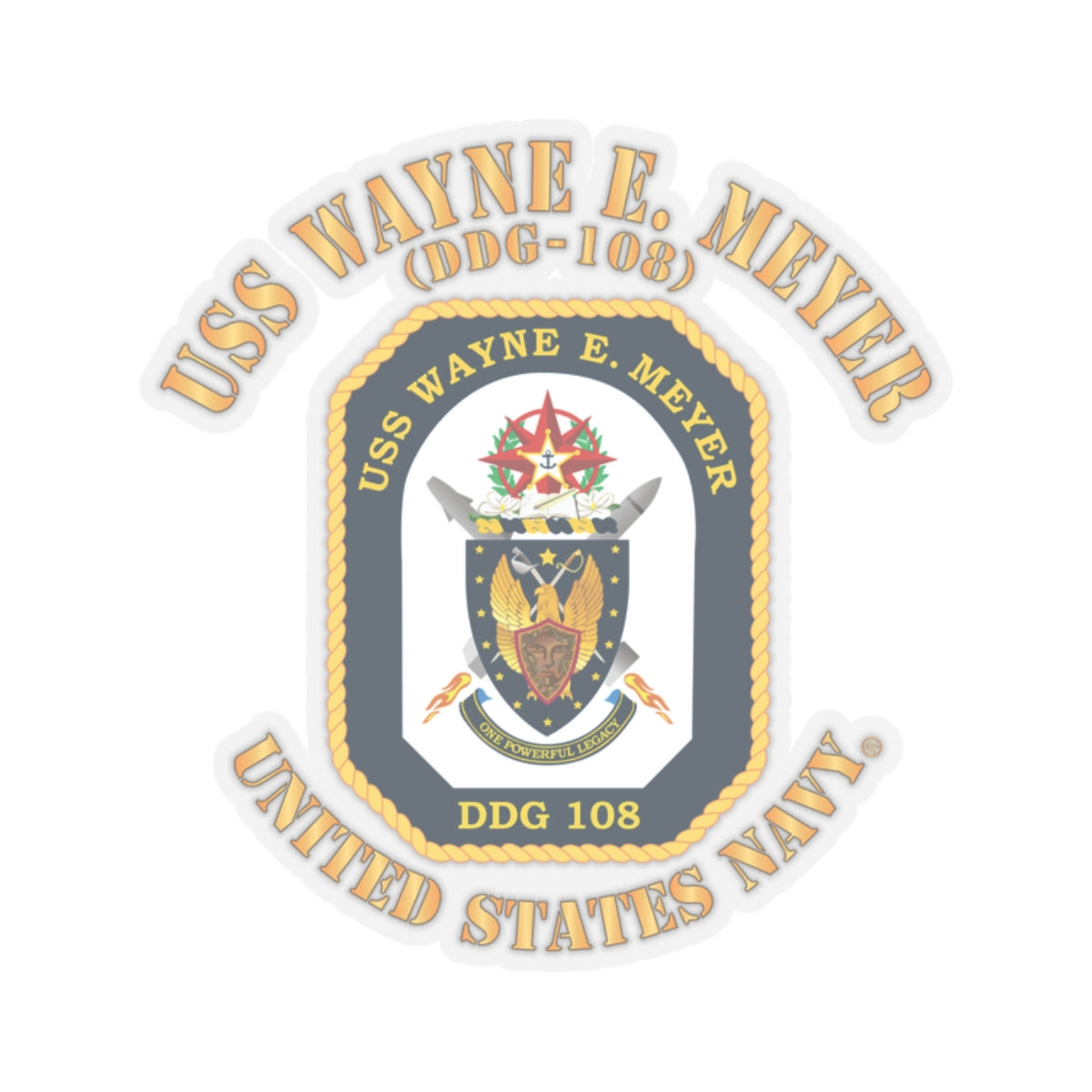 Kiss-Cut Stickers - Navy - USS Wayne E. Meyer (DDG-108) X 300