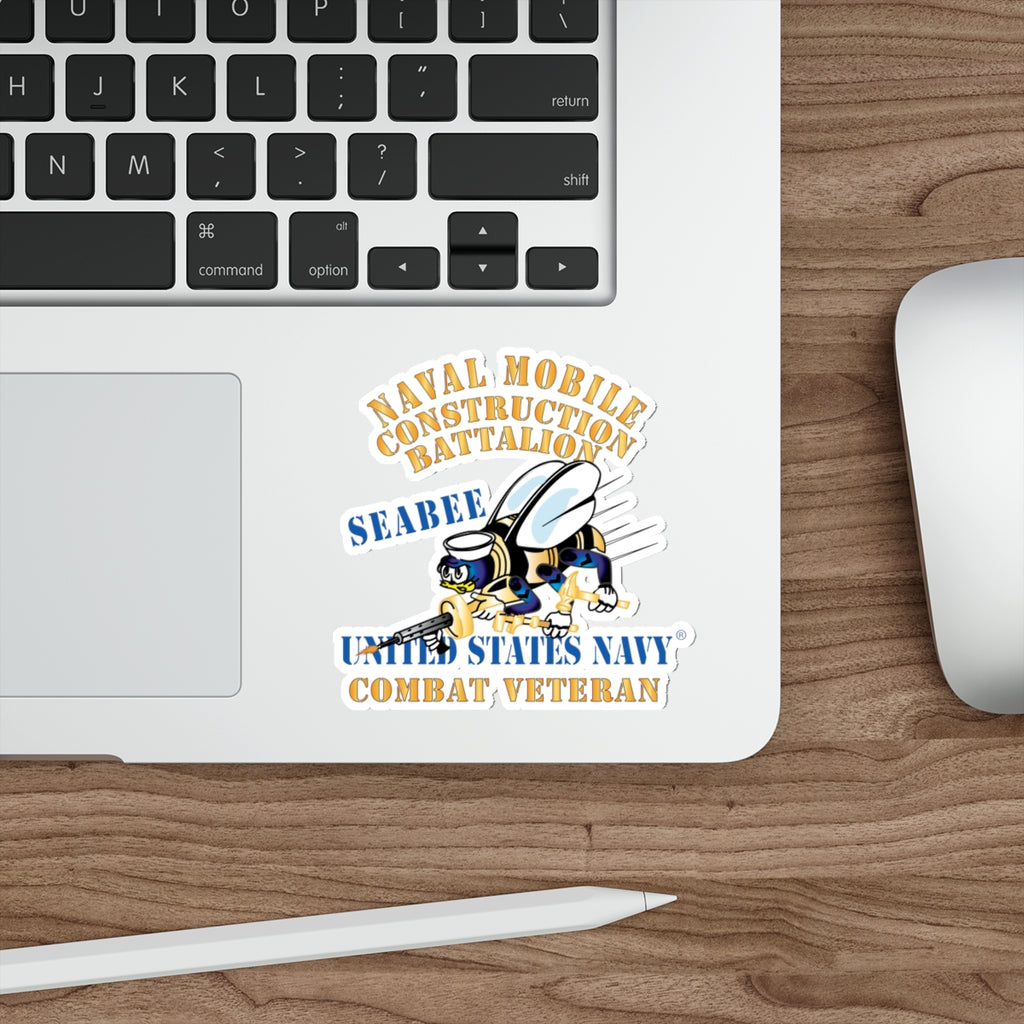 Die-Cut Vinyl Sticker - Navy - Seabee - Combat Veteran