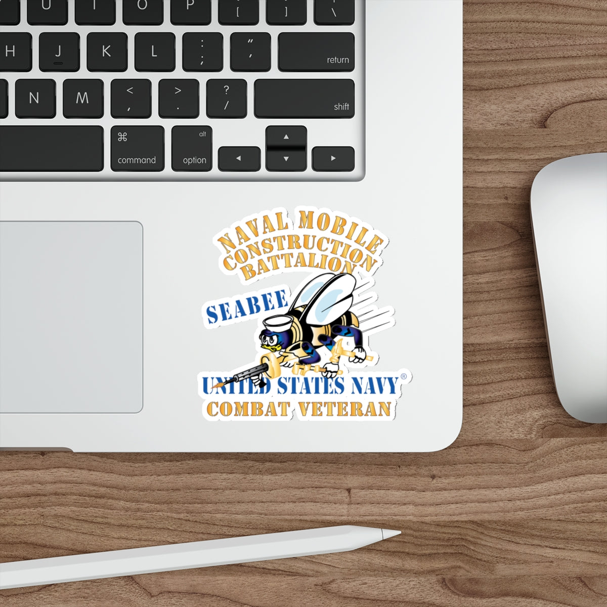 Die-Cut Vinyl Sticker - Navy - Seabee - Combat Veteran