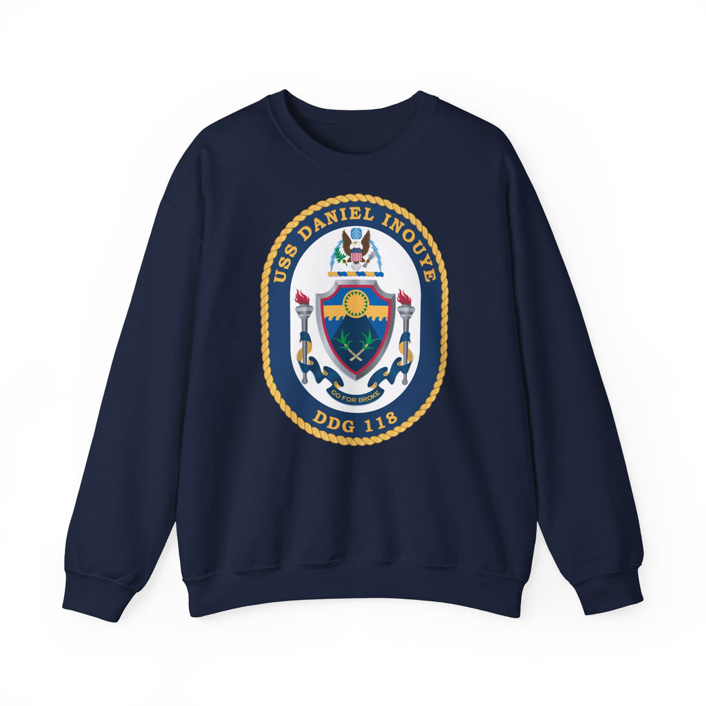 Unisex Heavy Blend™ Crewneck Sweatshirt - Navy - USS Daniel Inouye (DDG-118) wo txt
