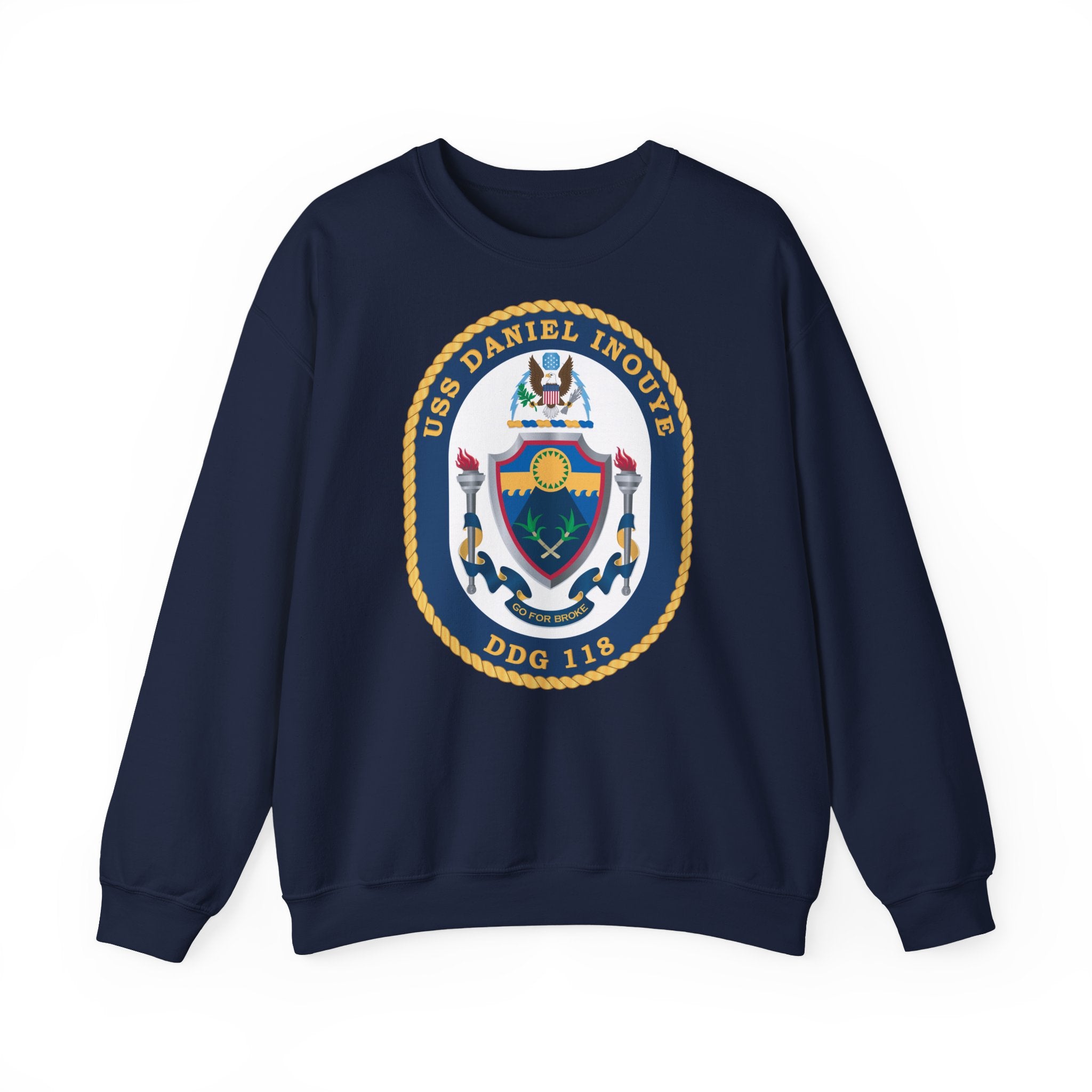 Unisex Heavy Blend™ Crewneck Sweatshirt - Navy - USS Daniel Inouye (DDG-118) wo txt