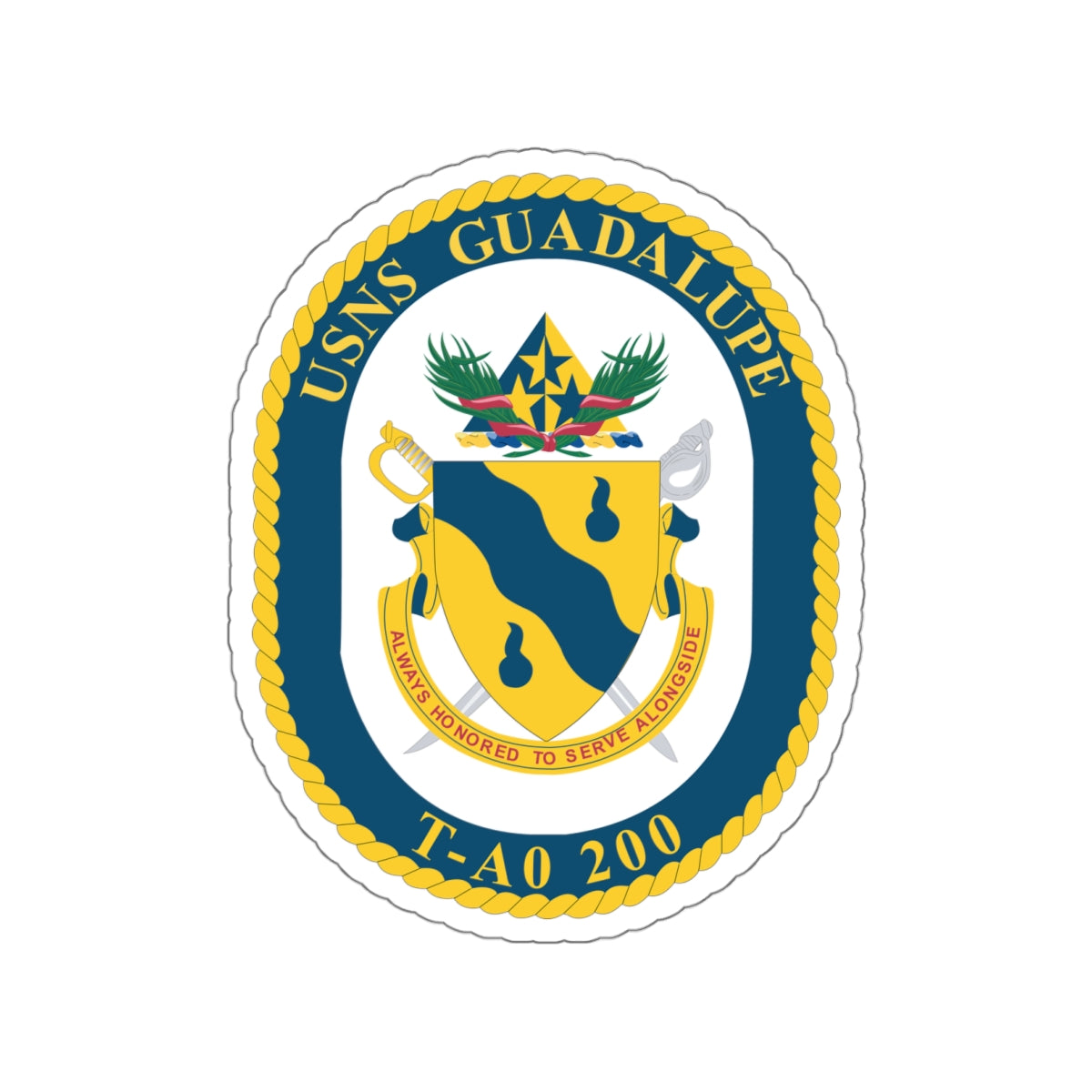 Die-Cut Vinyl Sticker - Navy - USNS Guadalupe (T-AO 200) wo txt X 300