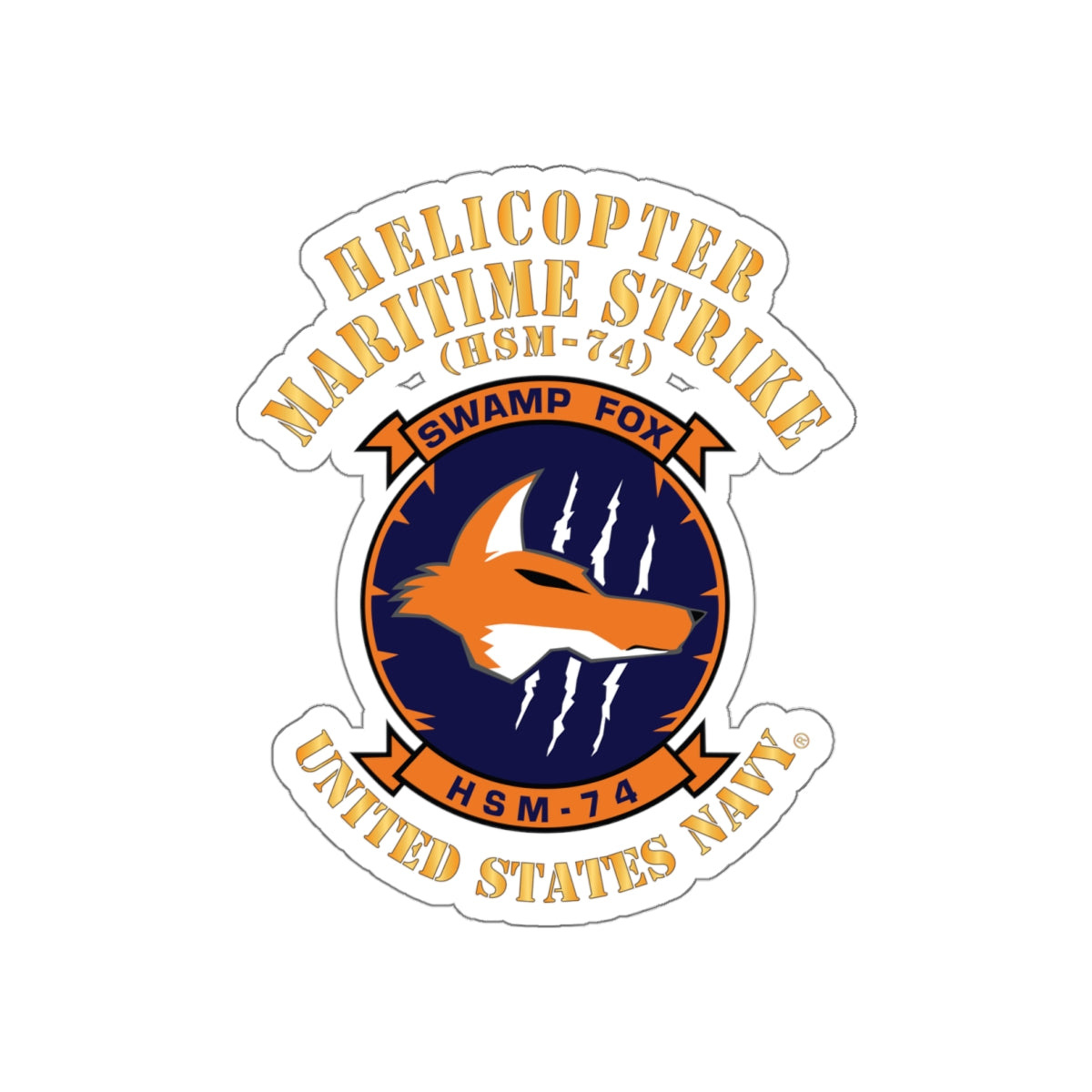 Die-Cut Vinyl Sticker - Navy - Helicopter Maritime Strike Seven Four (HSM-74)
