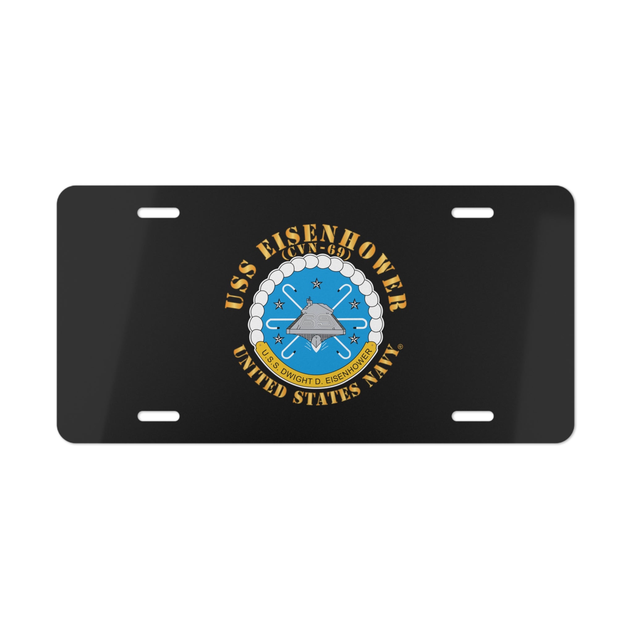 Vanity License Plate - USS Dwight D. Eisenhower (CVN-69) Crest with Txt