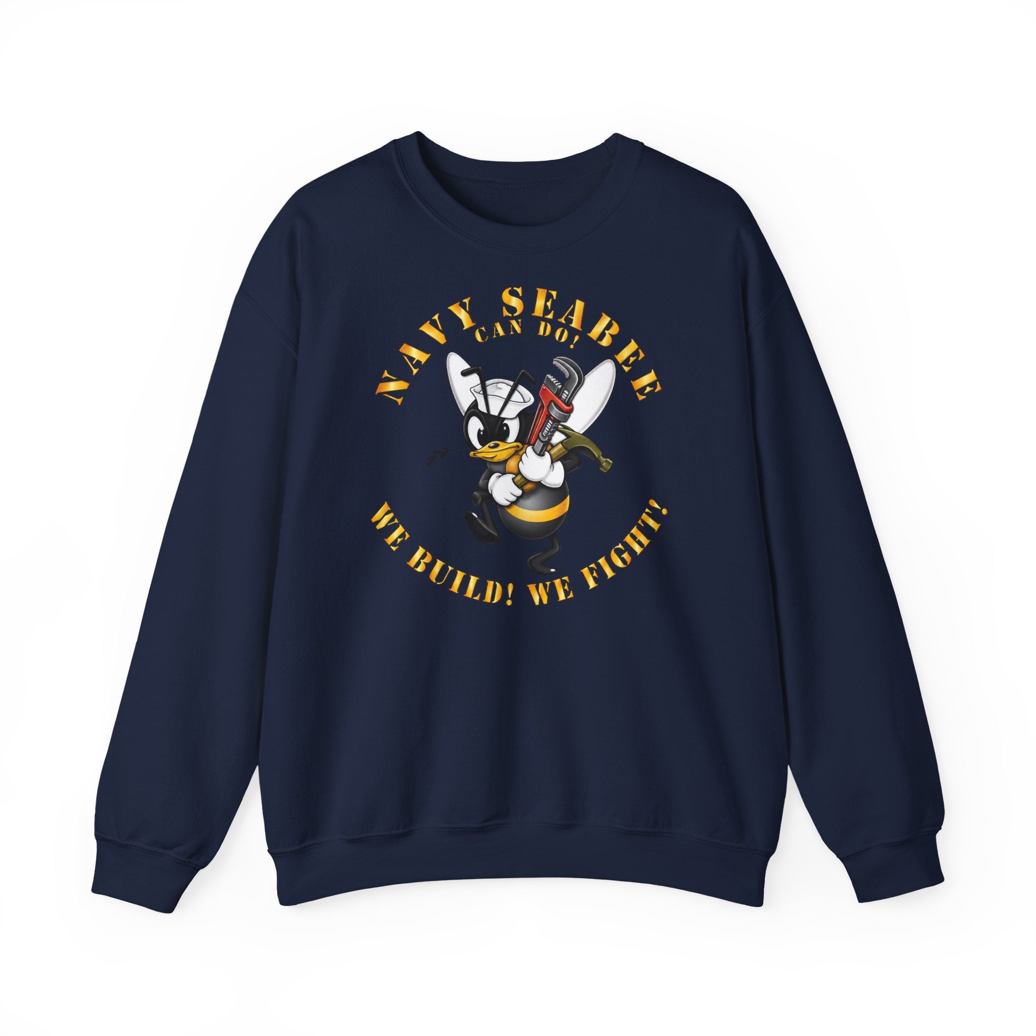 Unisex Heavy Blend™ Crewneck Sweatshirt - Navy - Navy SeaBee - w Wrench and Hammer X 300