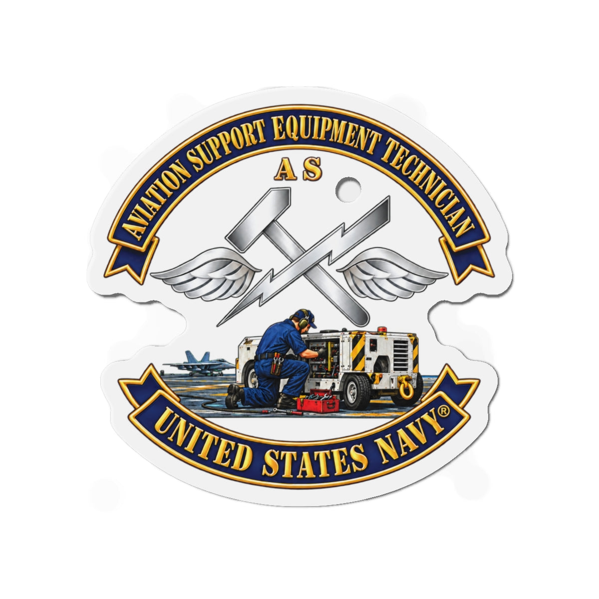 Die-Cut Magnet - Navy - Rate - Aviation Support Equipment Technician (AS) with Scene - 3D - Enhanced