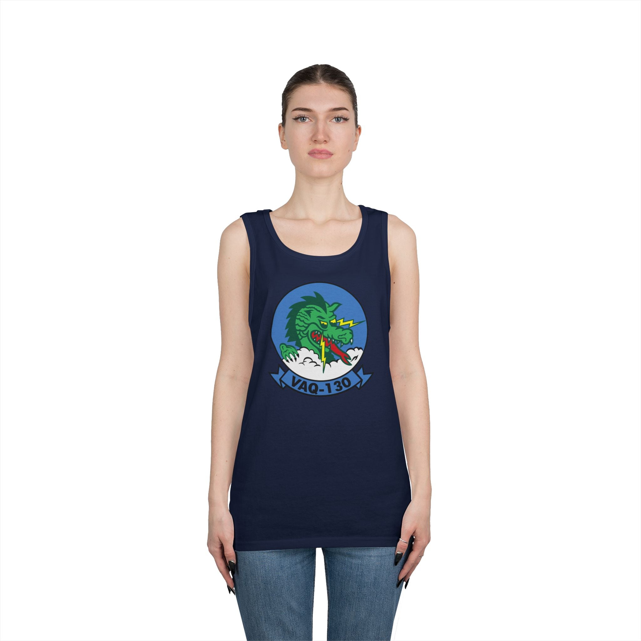 Unisex Heavy Cotton Tank Top - Navy - Electronic Attack Squadron 130 (VAQ-130) wo txt