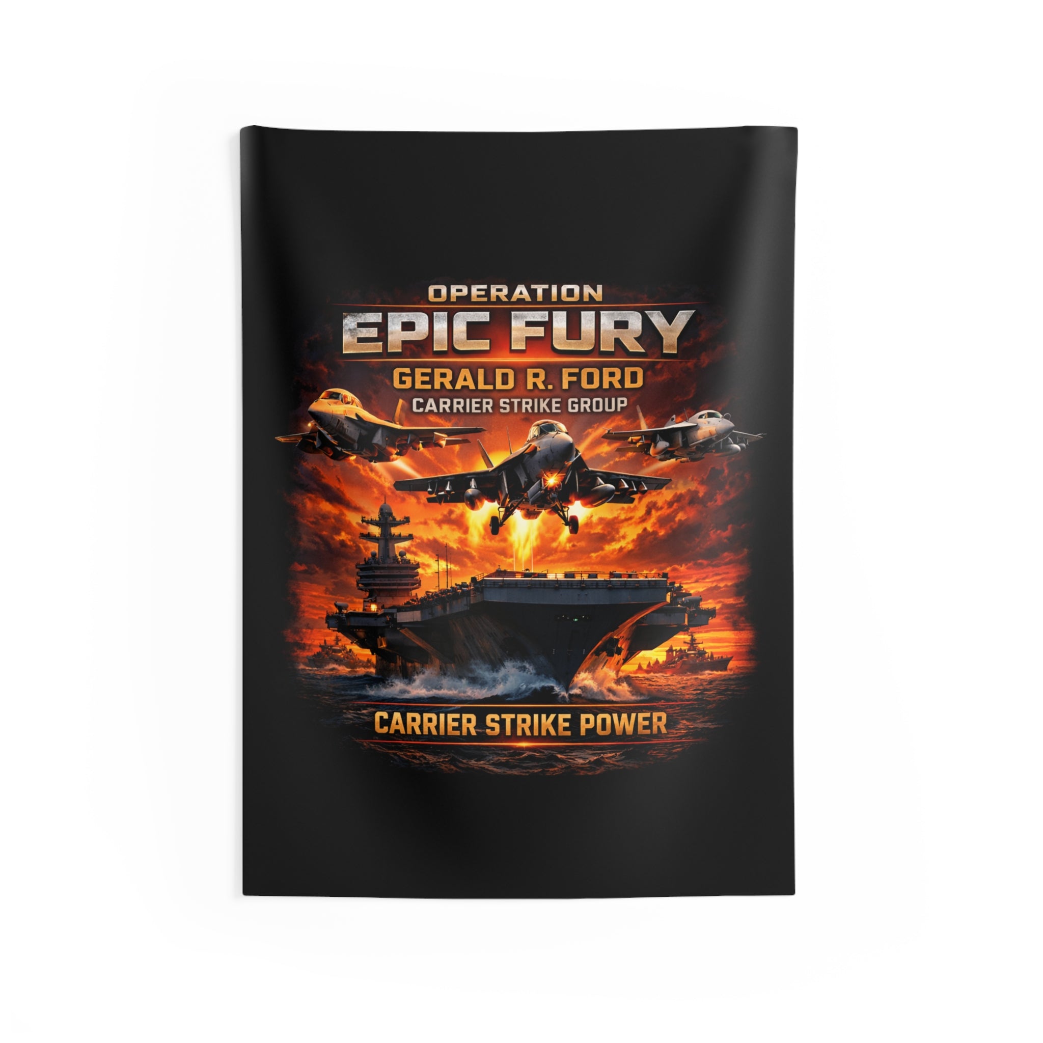 Operation Epic Fury Gerald R. Ford Carrier Strike Group Indoor Wall Tapestry