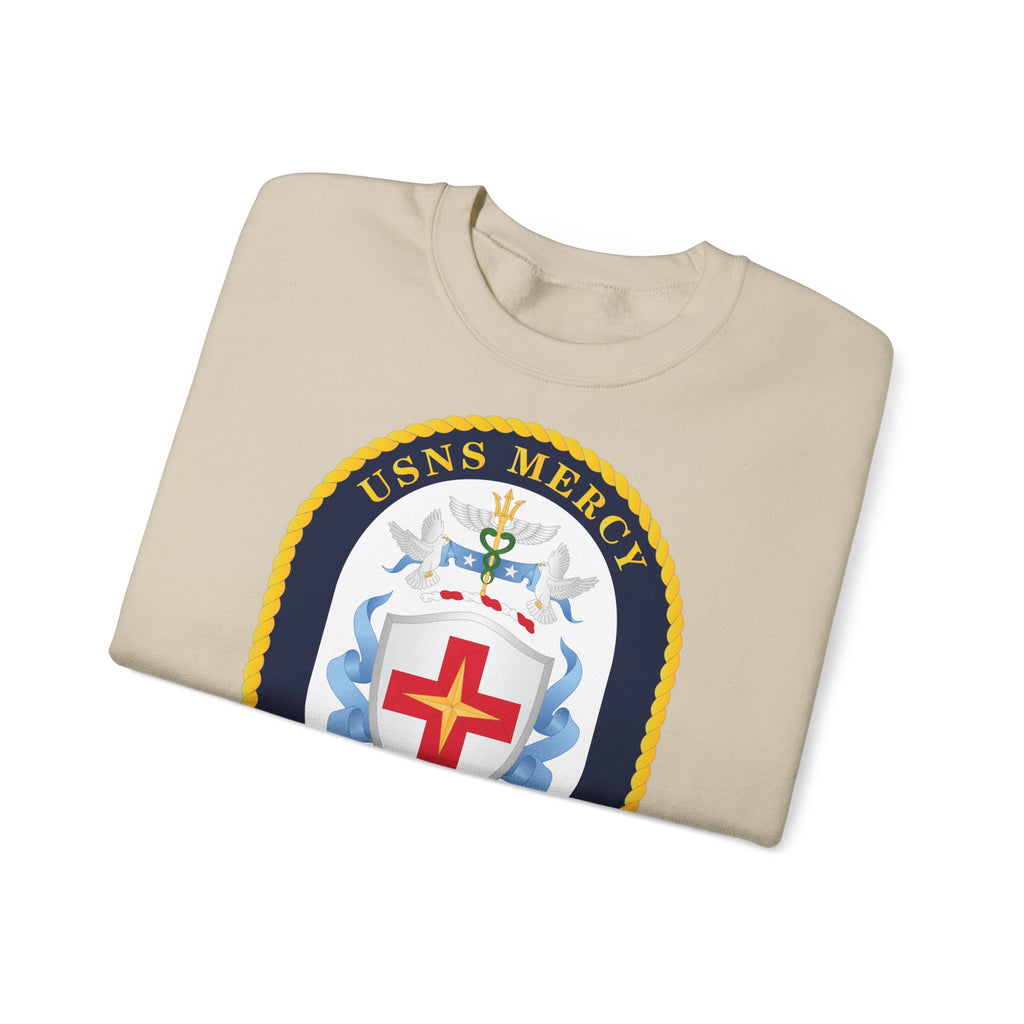 Unisex Heavy Blend™ Crewneck Sweatshirt - Navy - USNS Mercy (T-AH-19) - Crest wo Txt