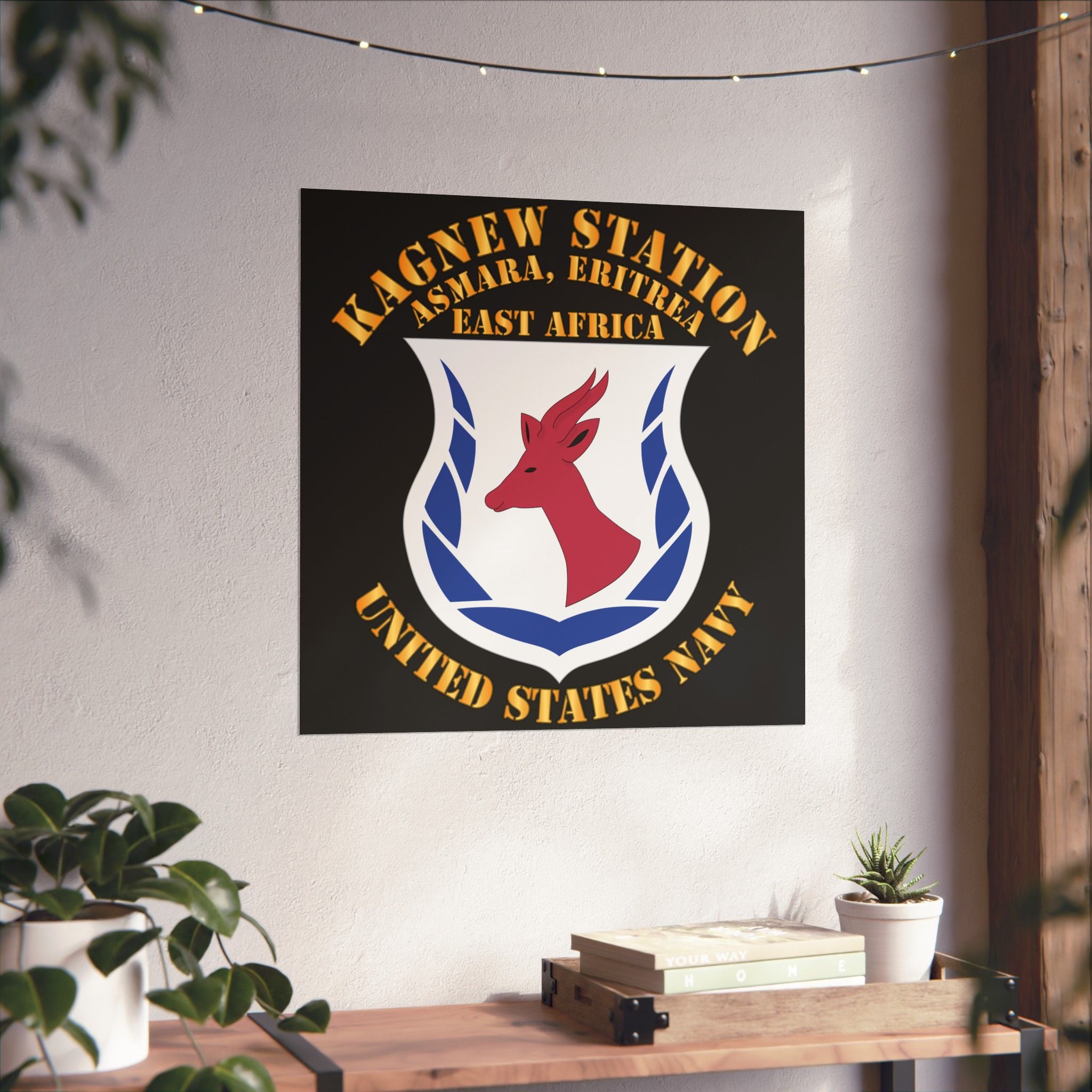 Kagnew Station Asmara Eritrea Navy Emblem Poster — Matte Vertical Wall Art