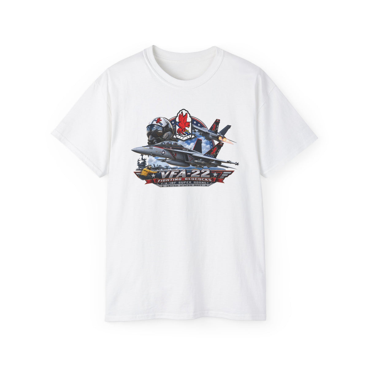 Unisex Ultra Cotton T-Shirt - Strike Fighter Squadron 22nd - AC - Fighting Redcocks - 3D - Enhanced