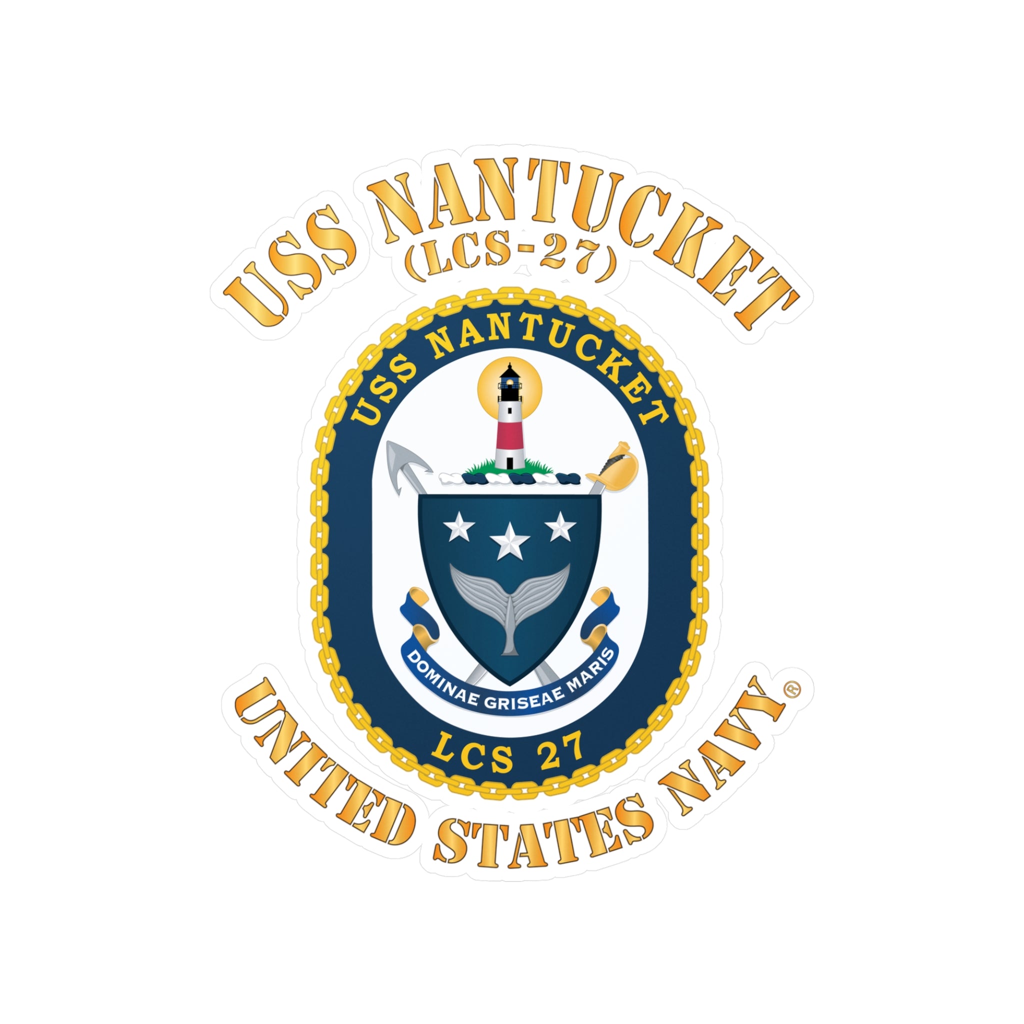 Kiss-Cut Vinyl Decal - Navy - USS Nantucket (LCS-27)